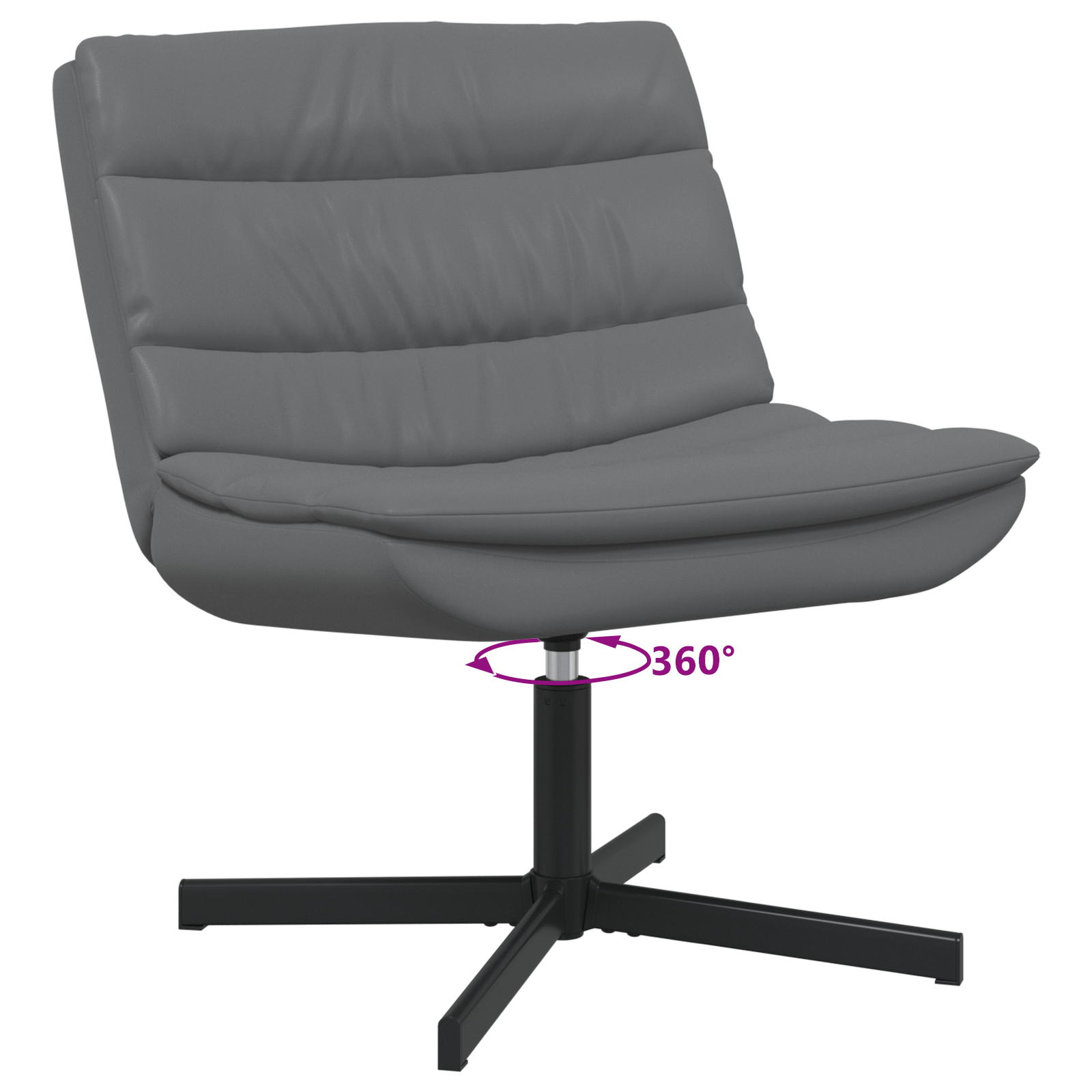 Scaun rotativ Gri Piele sintetică Mediu Rotativ Scaun rotativ GartenMobel Dekor