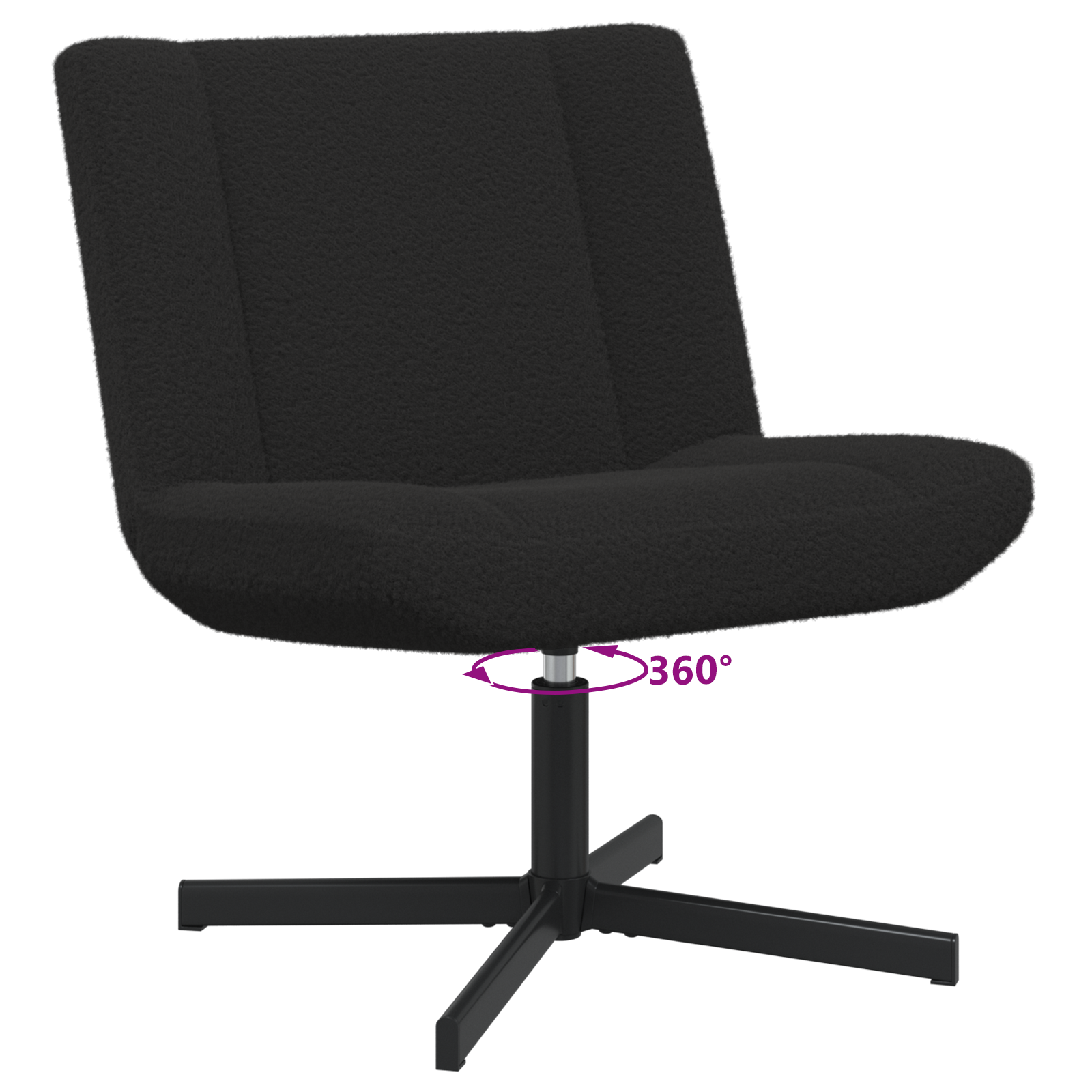 scaun accent Negru Țesătură, Metal Mediu Pivotant Scaun accent GartenMobel Dekor