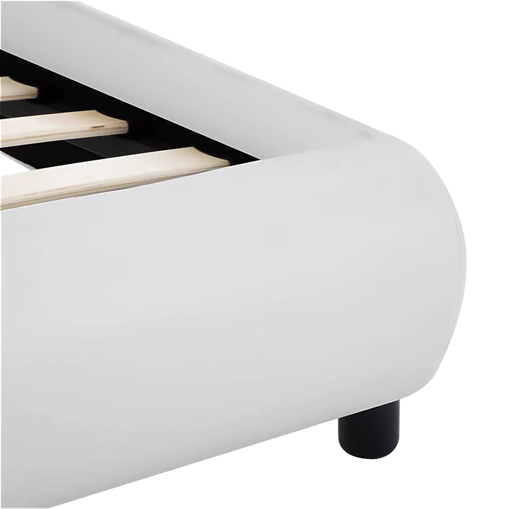 Cadru de pat cu LED, alb, 180 x 200 cm, piele ecologică GartenMobel Dekor