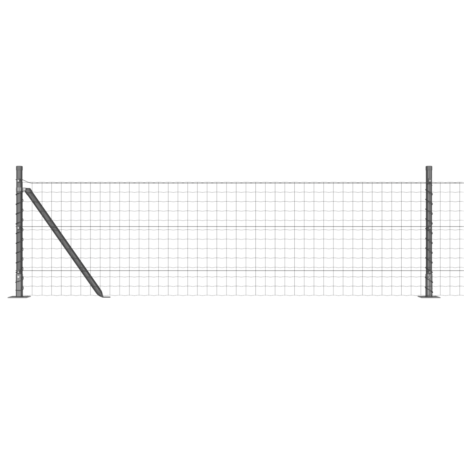 Euro Fence cu 13 stâlpi flanșați 0.6x50 m Oțel galvanizat GartenMobel Dekor