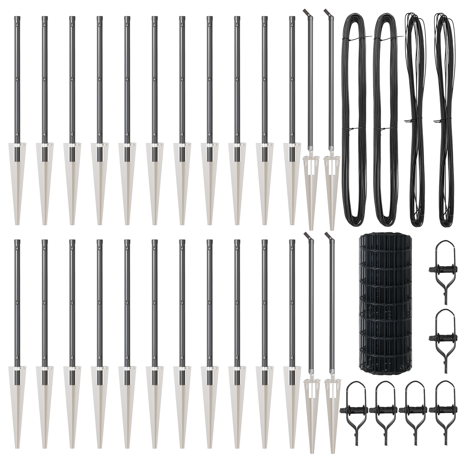 Gard Euro cu 13 stâlpi cu vârf 0.4x50 m Oțel galvanizat gri GartenMobel Dekor