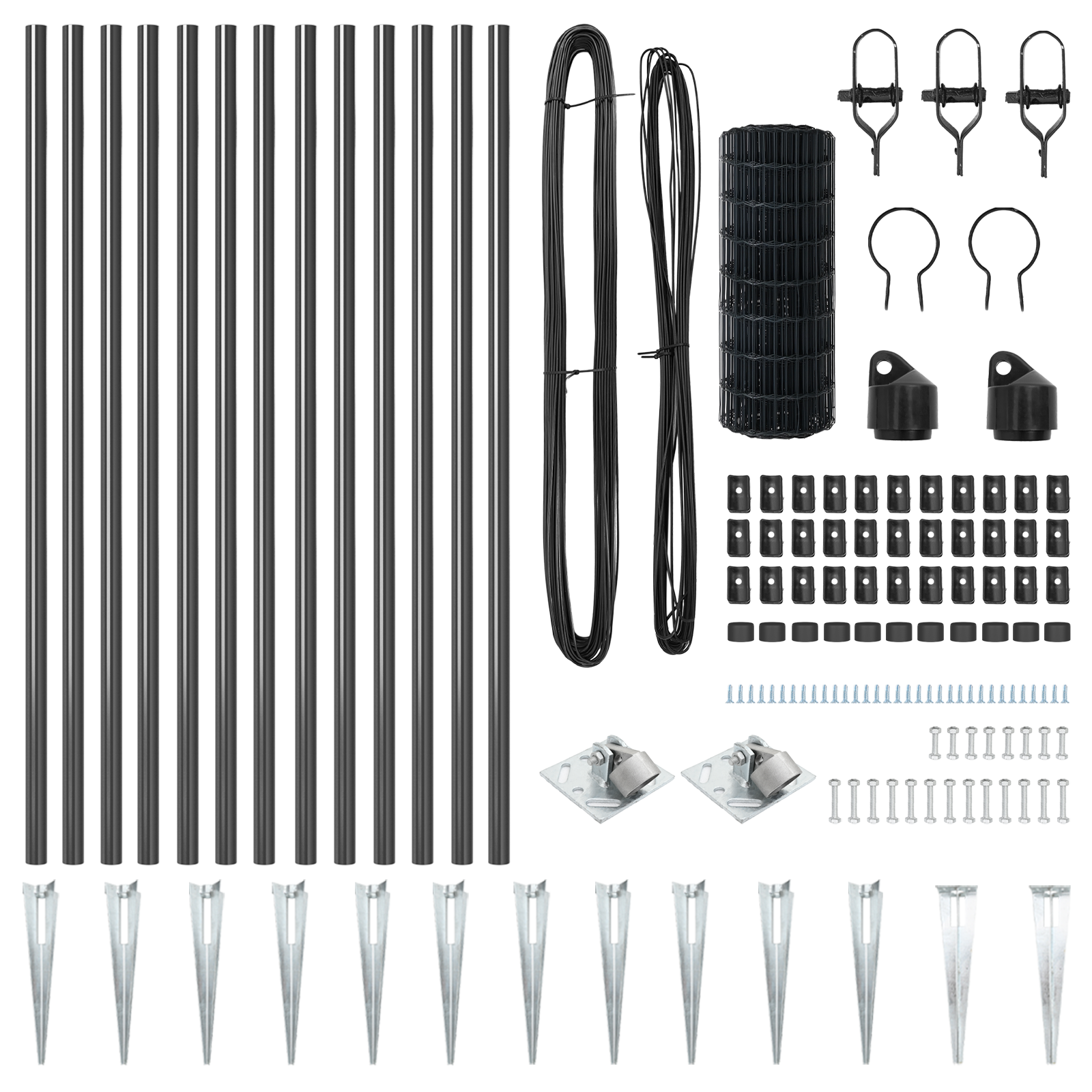 Gard Euro cu 13 stâlpi cu vârf 0.6x25 m oțel galvanizat gri GartenMobel Dekor