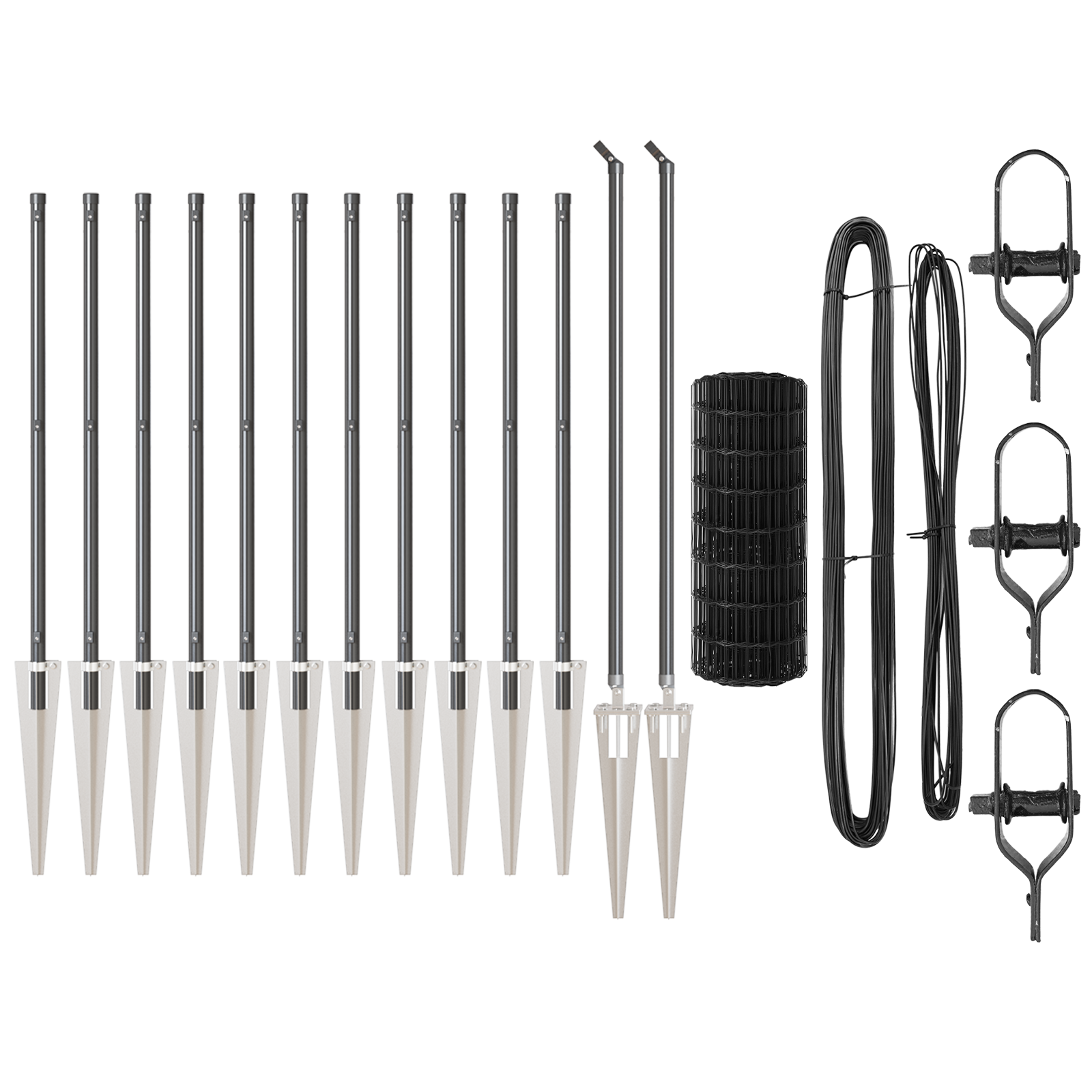 Gard Euro cu 13 stâlpi cu vârf 0.6x25 m oțel galvanizat gri GartenMobel Dekor