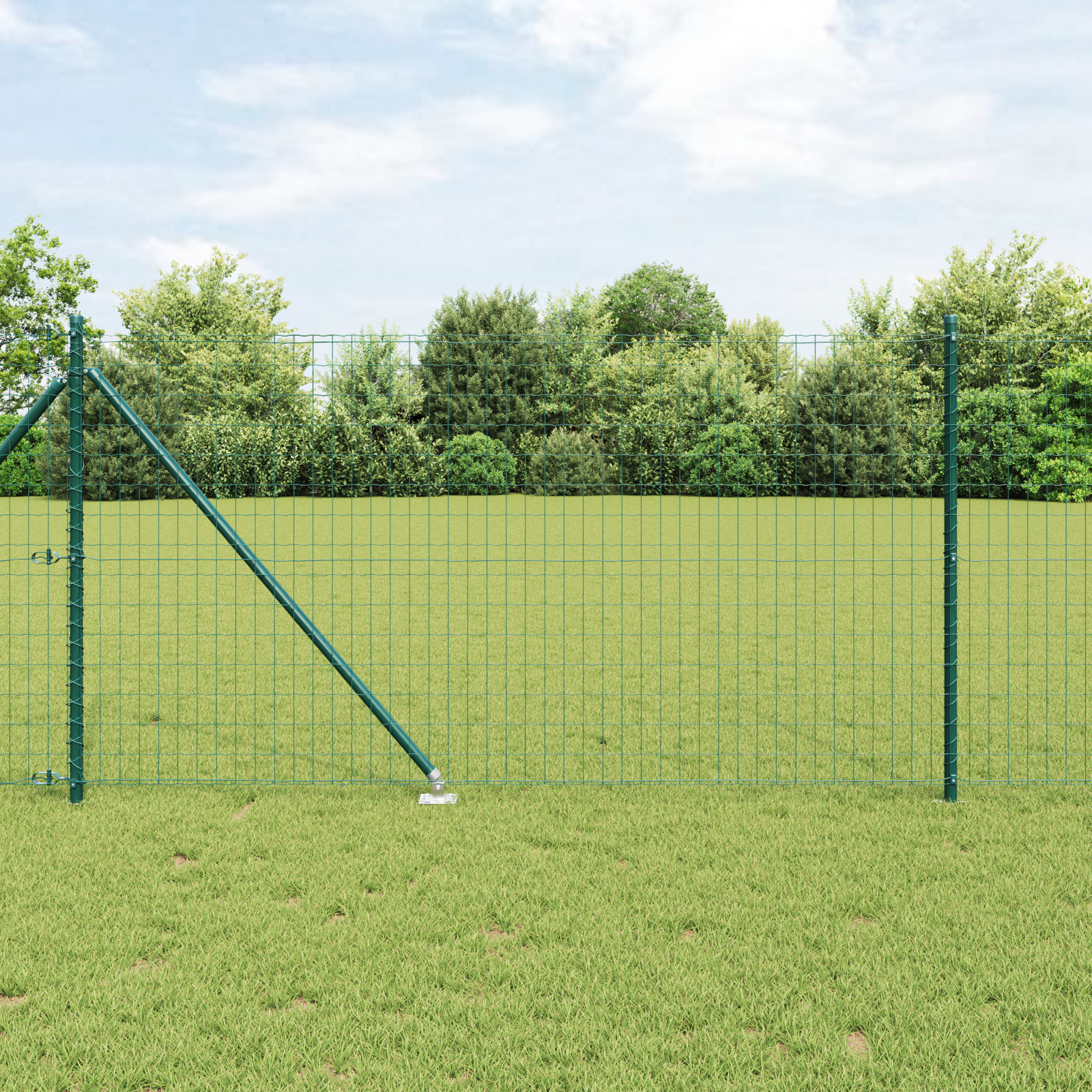 Gard Euro cu 7 Posturi cu Țarc 1x10 m Oțel Galvanizat Verde GartenMobel Dekor