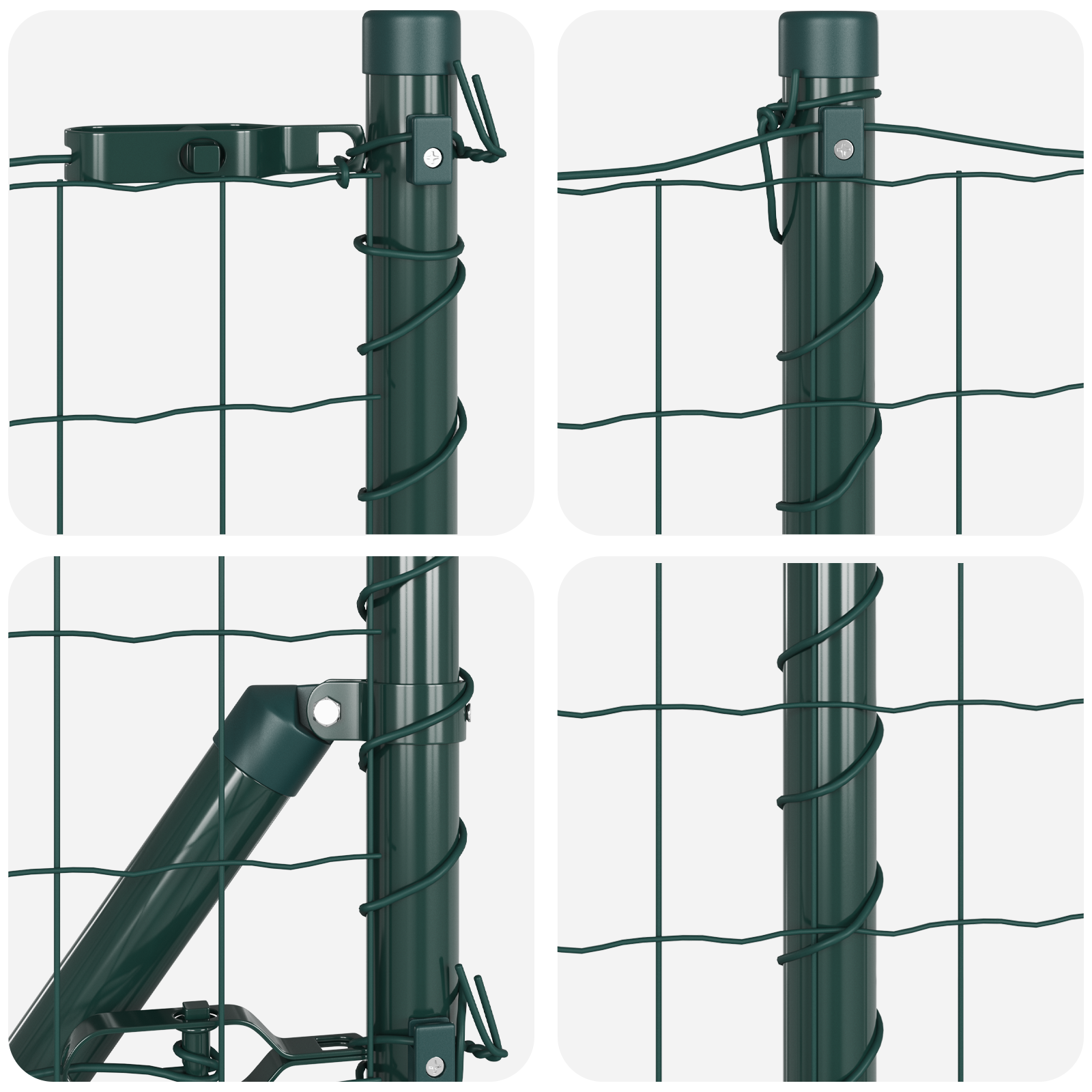 Gard Euro cu 7 Posturi cu Țarc 1x10 m Oțel Galvanizat Verde GartenMobel Dekor