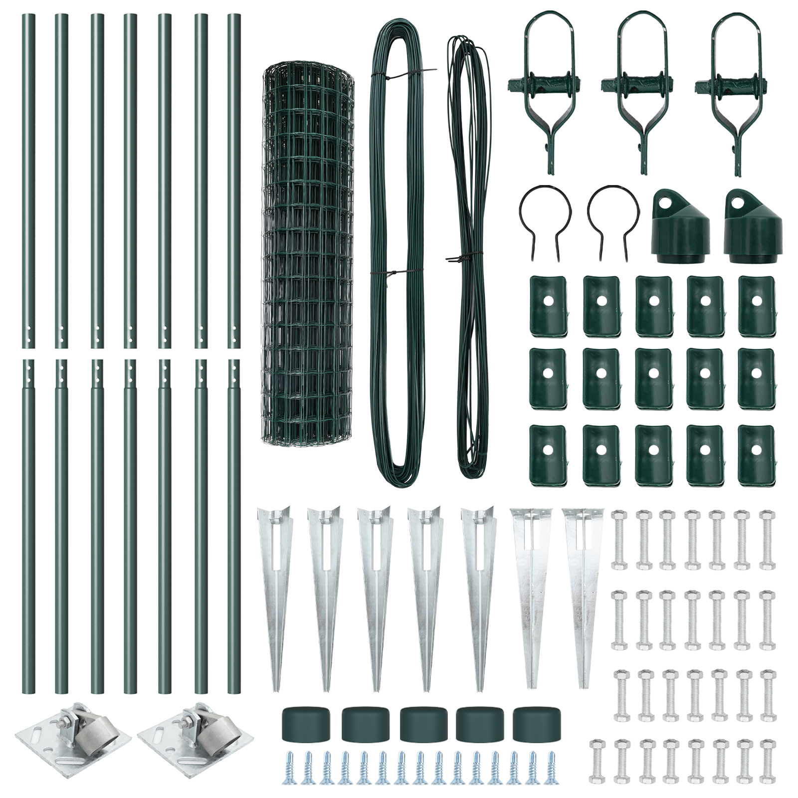 Gard Euro cu 7 Posturi cu Țarc 1x10 m Oțel Galvanizat Verde GartenMobel Dekor