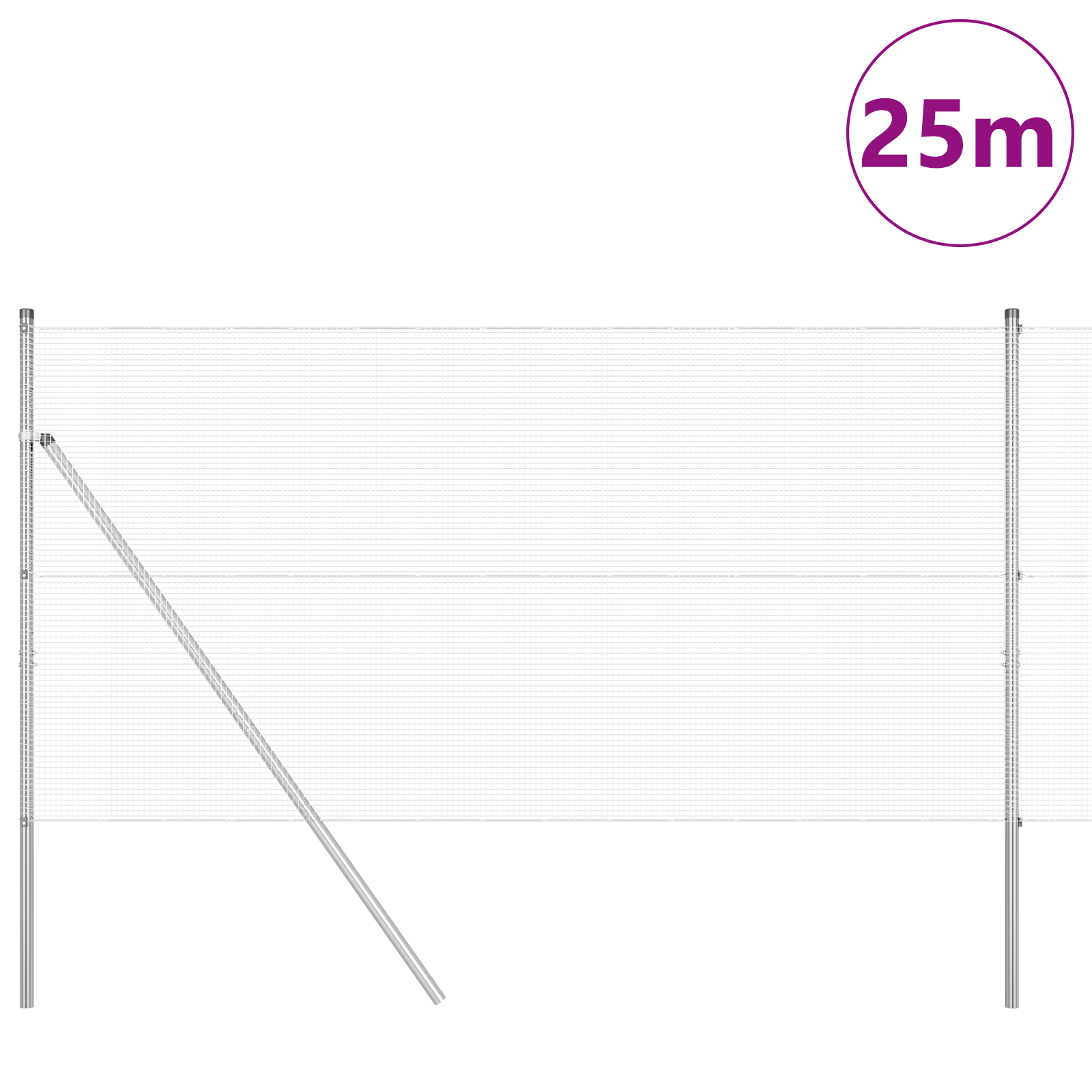 Împrejmuire cu Fir Sudat cu 13 Posturi 1.4x25 m Oțel Galvanizat GartenMobel Dekor