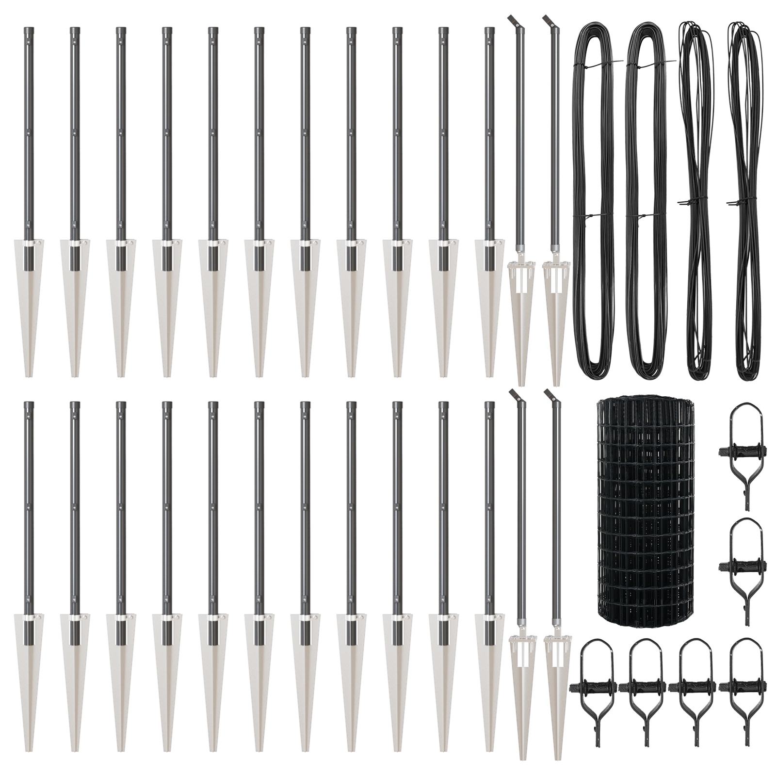 Împrejmuirea Euro cu 13 Poste cu Ancora 0.6x50 m Oțel Galvanizat Gri GartenMobel Dekor