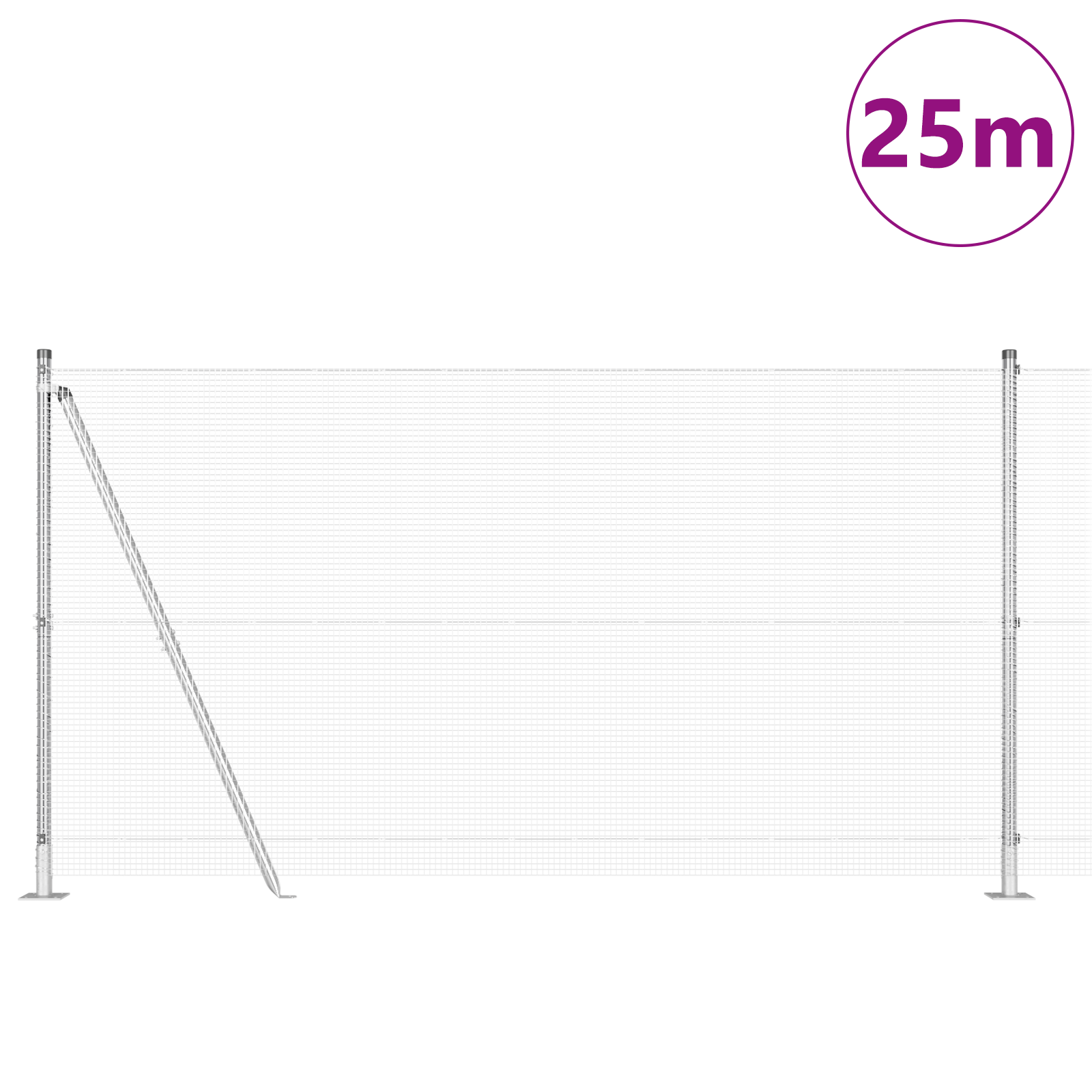 Gard din Sârmă Sudată cu 13 Stâlpi Flansați 1.2x25 m Oțel Galvanizat GartenMobel Dekor