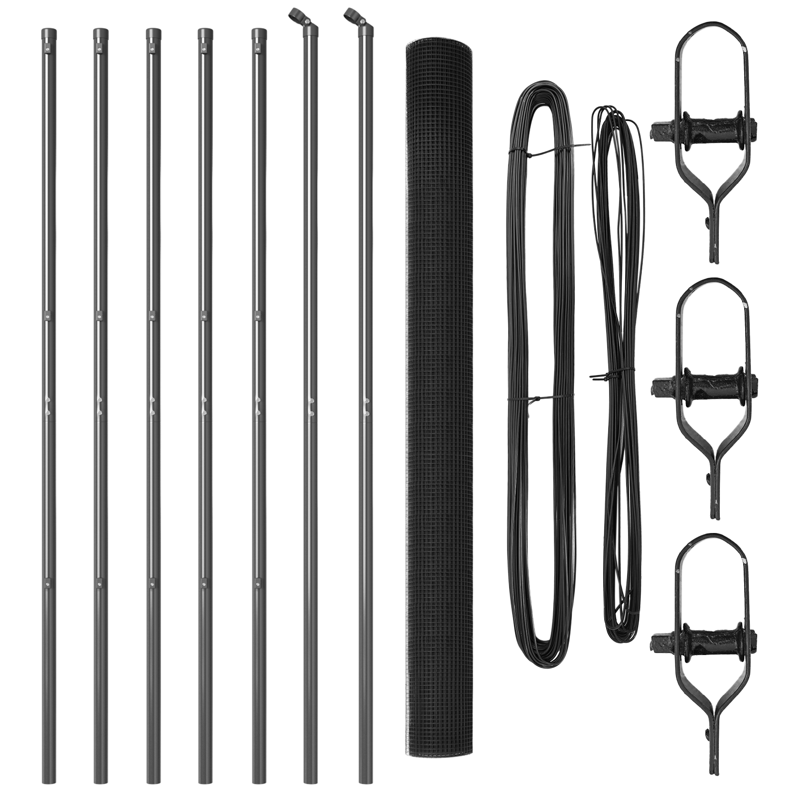 Gard din plasă sudată cu 7 stâlpi Gri 1.6x10 m Oțel GartenMobel Dekor