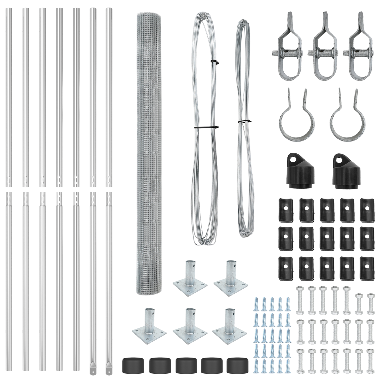 Gard din plasă sudată cu 7 stâlpi flanșați 1.5x10 m din oțel galvanizat GartenMobel Dekor