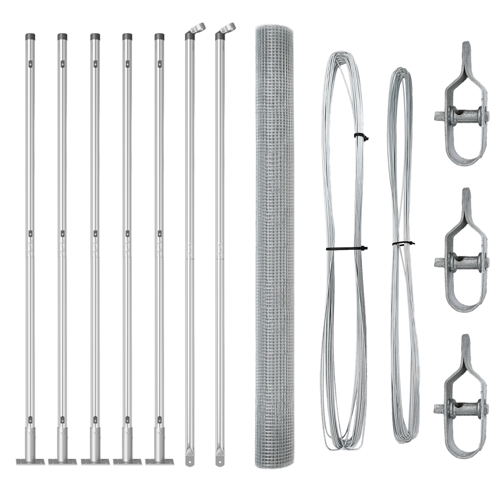 Împrejmuire cu Sârmă Sudată cu 7 Stâlpi Flanșați 1.6x10 m Oțel Galvanizat GartenMobel Dekor