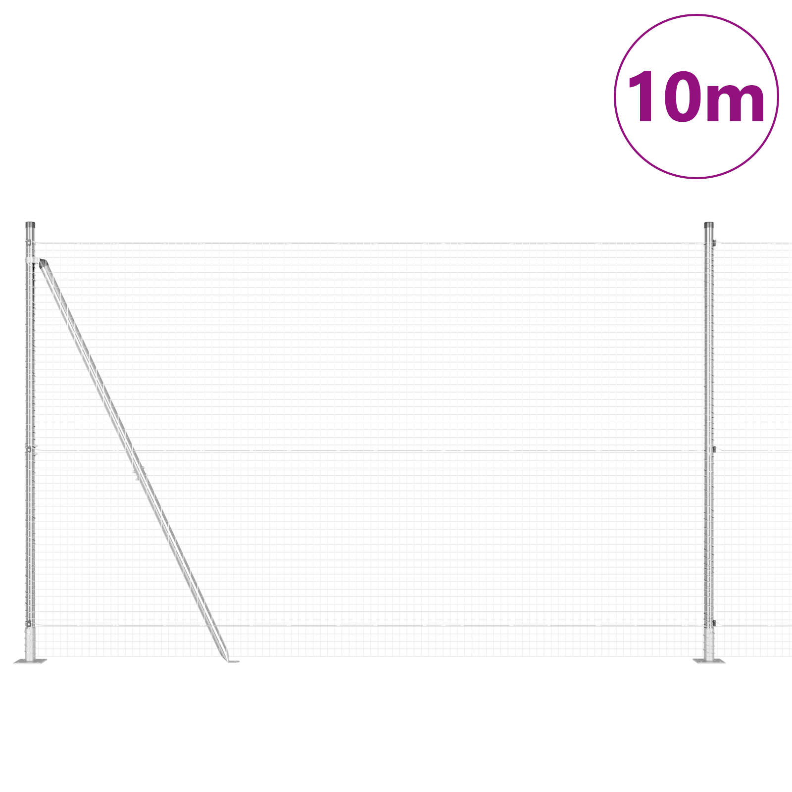 Împrejmuire sudată cu 7 stâlpi flanșați 1,4x10 m Oțel galvanizat GartenMobel Dekor