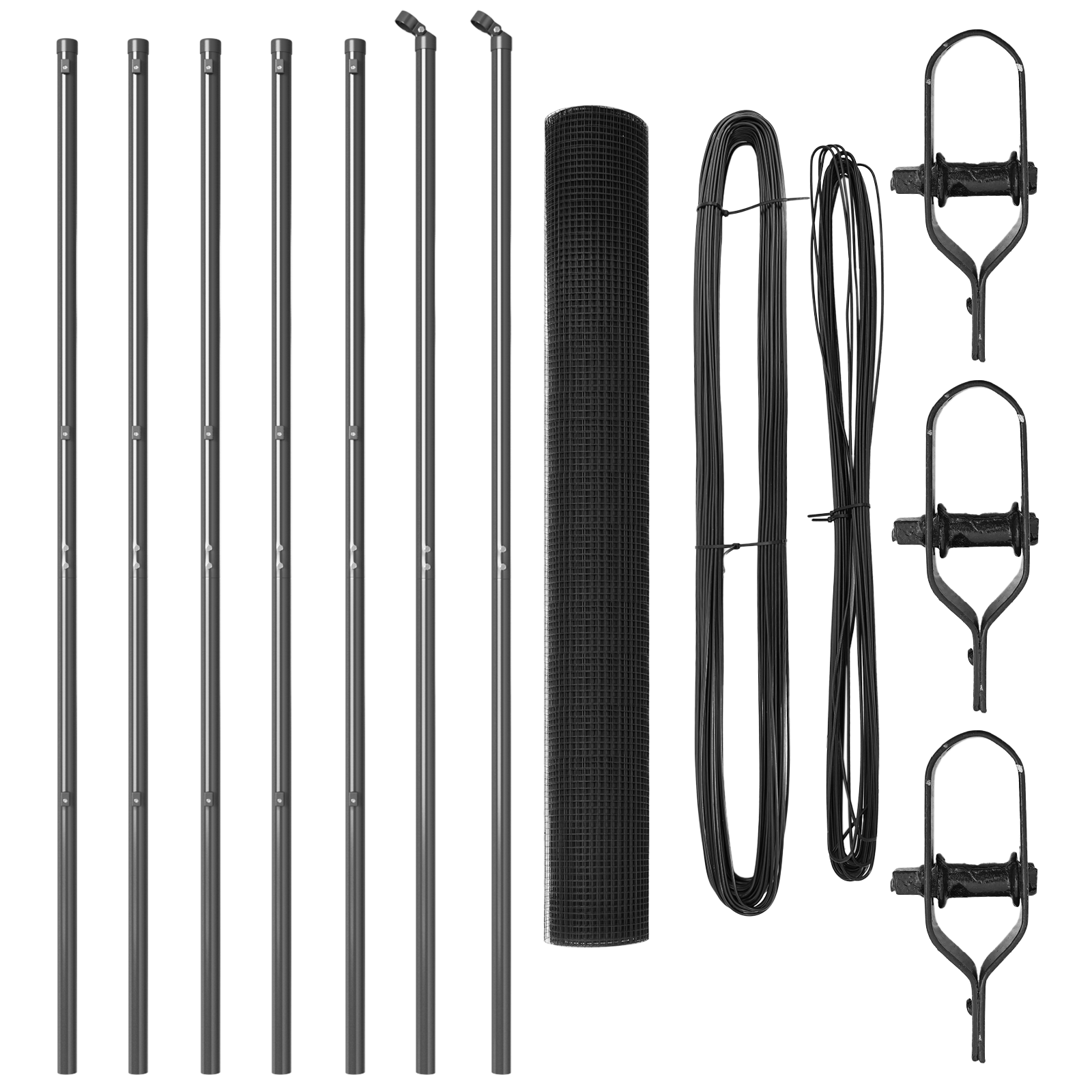 Set de Stâlpi Set de 2 Gri închis Metal acoperit cu plastic GartenMobel Dekor