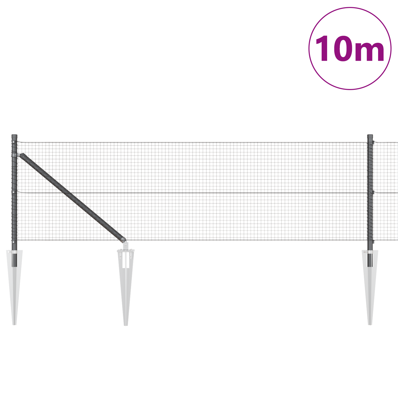 Set de stâlpi de gard Set de 2 Gri Metal 10 x 0.5 m Durabil GartenMobel Dekor