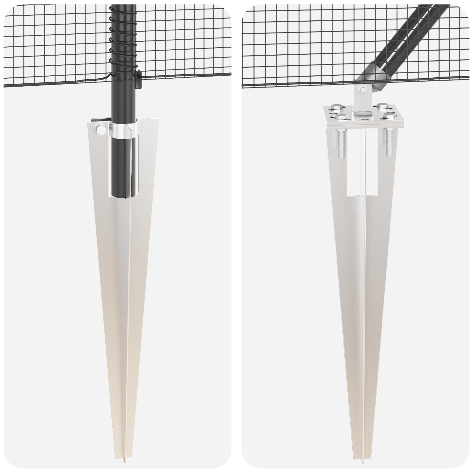 Set de stâlpi de gard Set de 2 Gri Oțel vopsit electrostatic GartenMobel Dekor