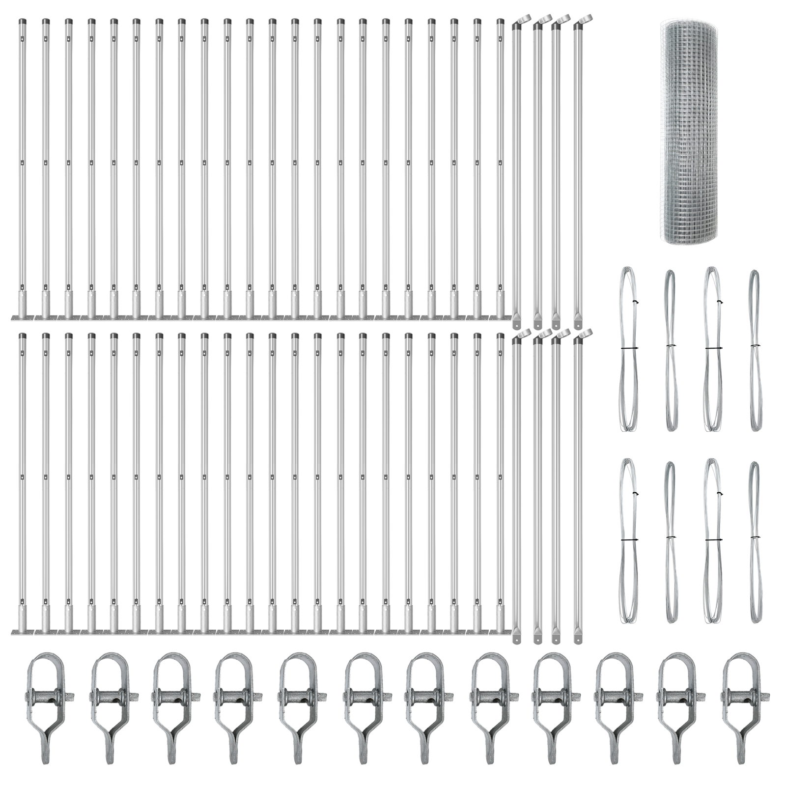 Gard din Fibră Sudată cu 13 Stâlpi cu Flanșă 1x100 m Oțel Galvanizat GartenMobel Dekor