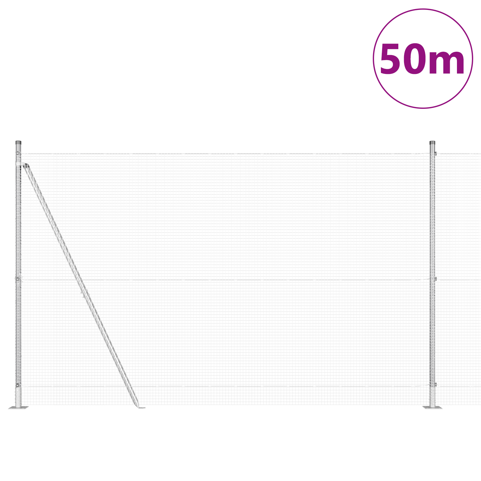 Gard din sârmă sudată cu 13 stâlpi flanșați 1.6x50 m Oțel galvanizat GartenMobel Dekor