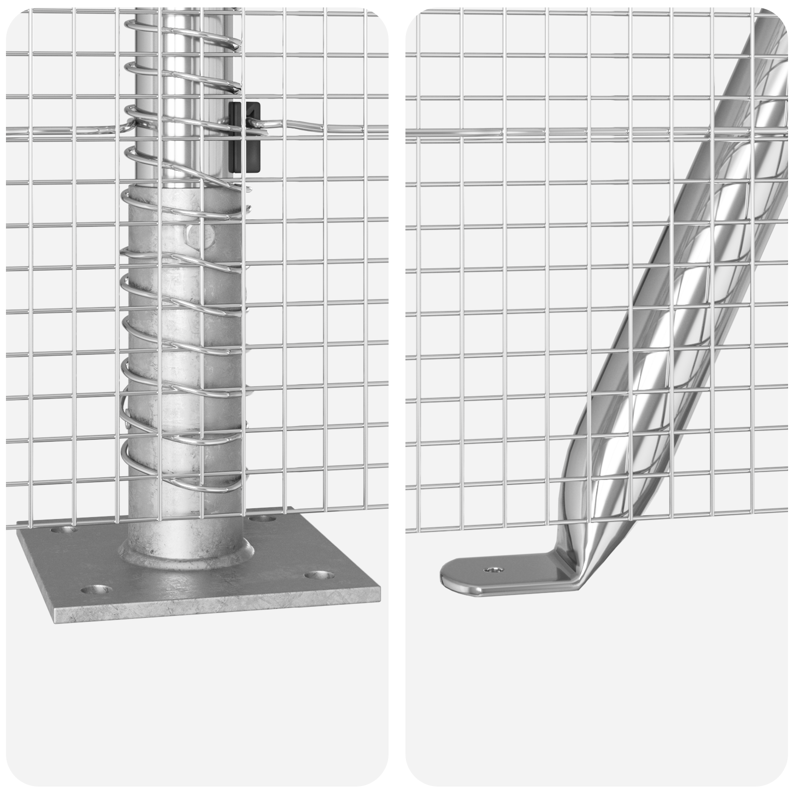 Gard plasă sudată cu 13 stâlpi flanșați 0.5x50 m Oțel galvanizat GartenMobel Dekor