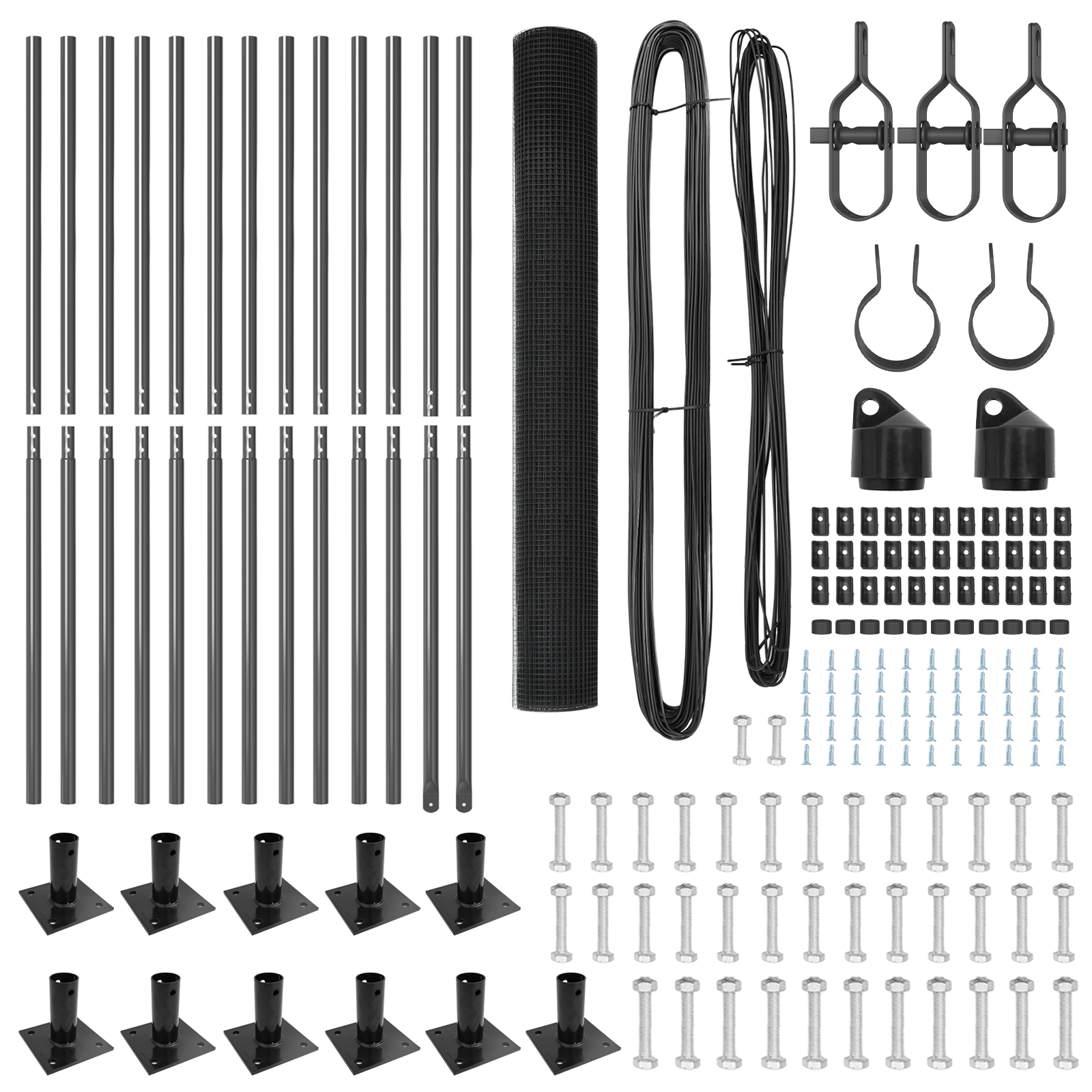 Set Posturi Gard Set de 2 Gri Metal și PVC 25 x 1 m Durabil GartenMobel Dekor