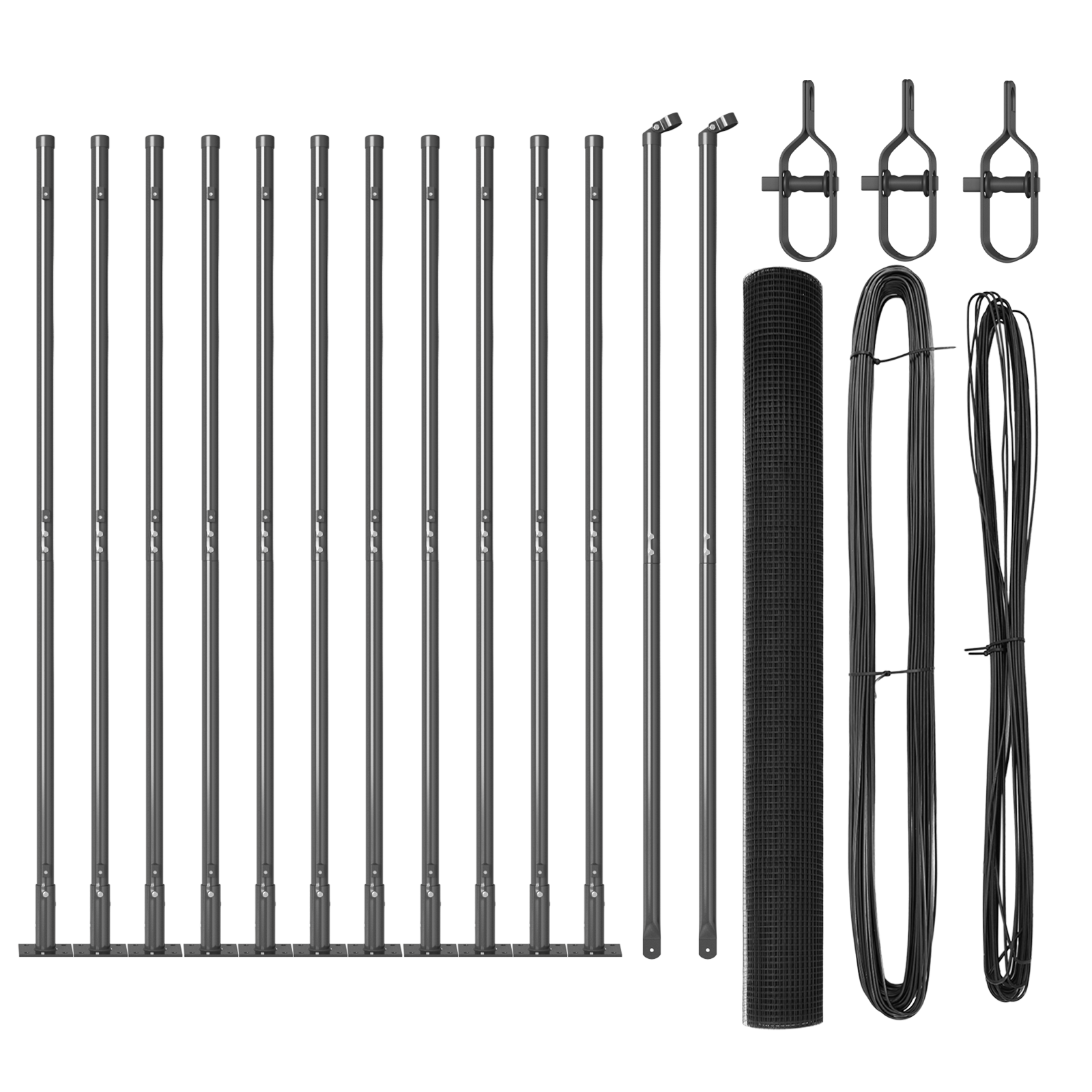 Set Stâlpi Gard Set de 2 Gri Metal 25 x 1.5 m Rezistent GartenMobel Dekor