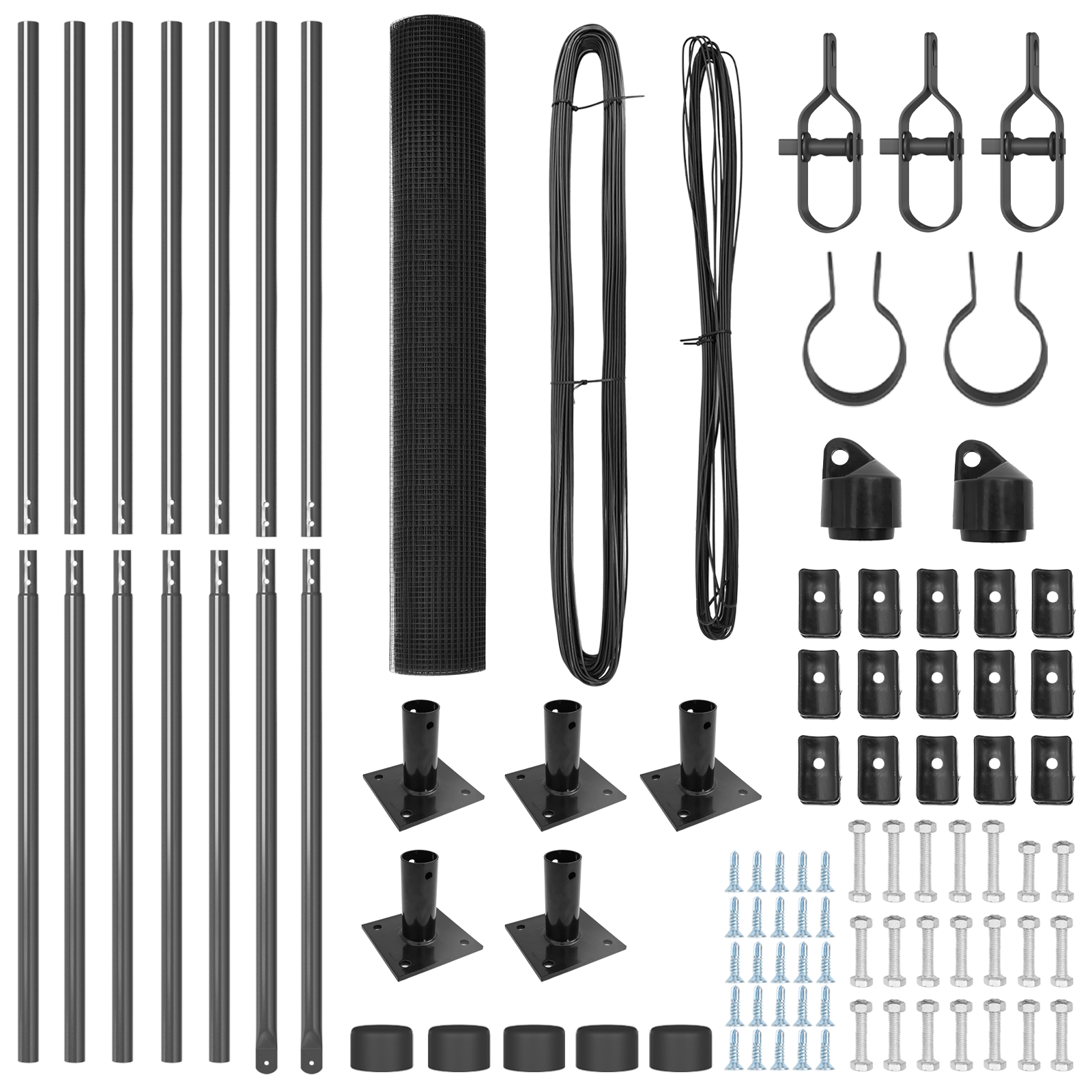 Set de Stâlpi de Gard Set de 2 Gri Oțel vopsit electrostatic, plasă GartenMobel Dekor