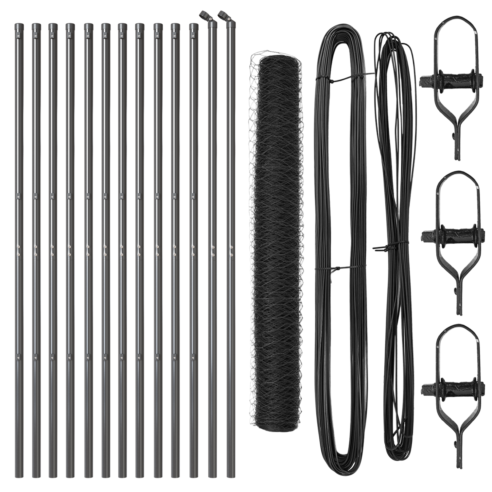 Gard Hexagonal cu 13 Stâlpi Gri 1x25 m Oțel Galvanizat GartenMobel Dekor