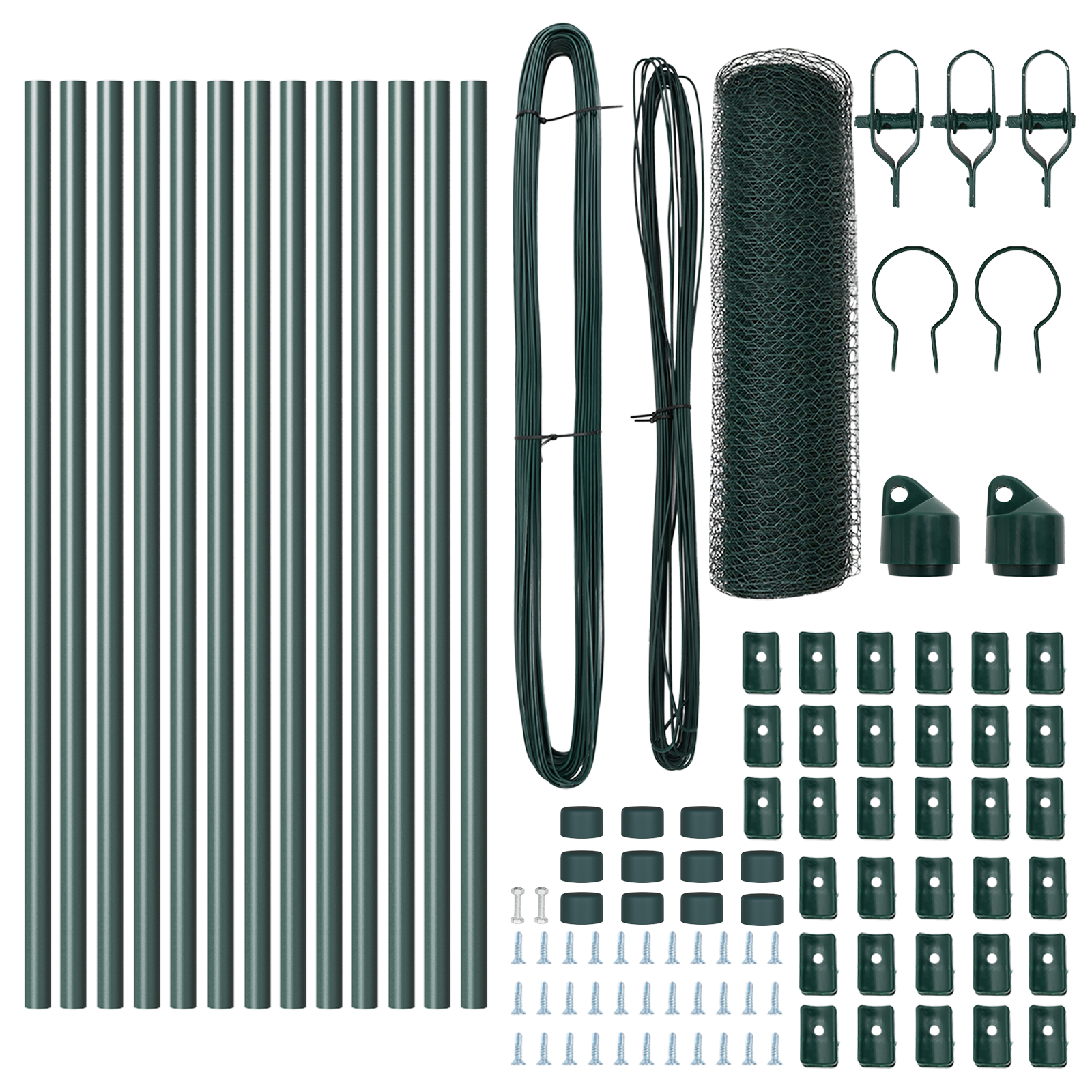 Set de Gard Set de 2 Verde Pădure Oțel cu Acoperire Pulbere GartenMobel Dekor