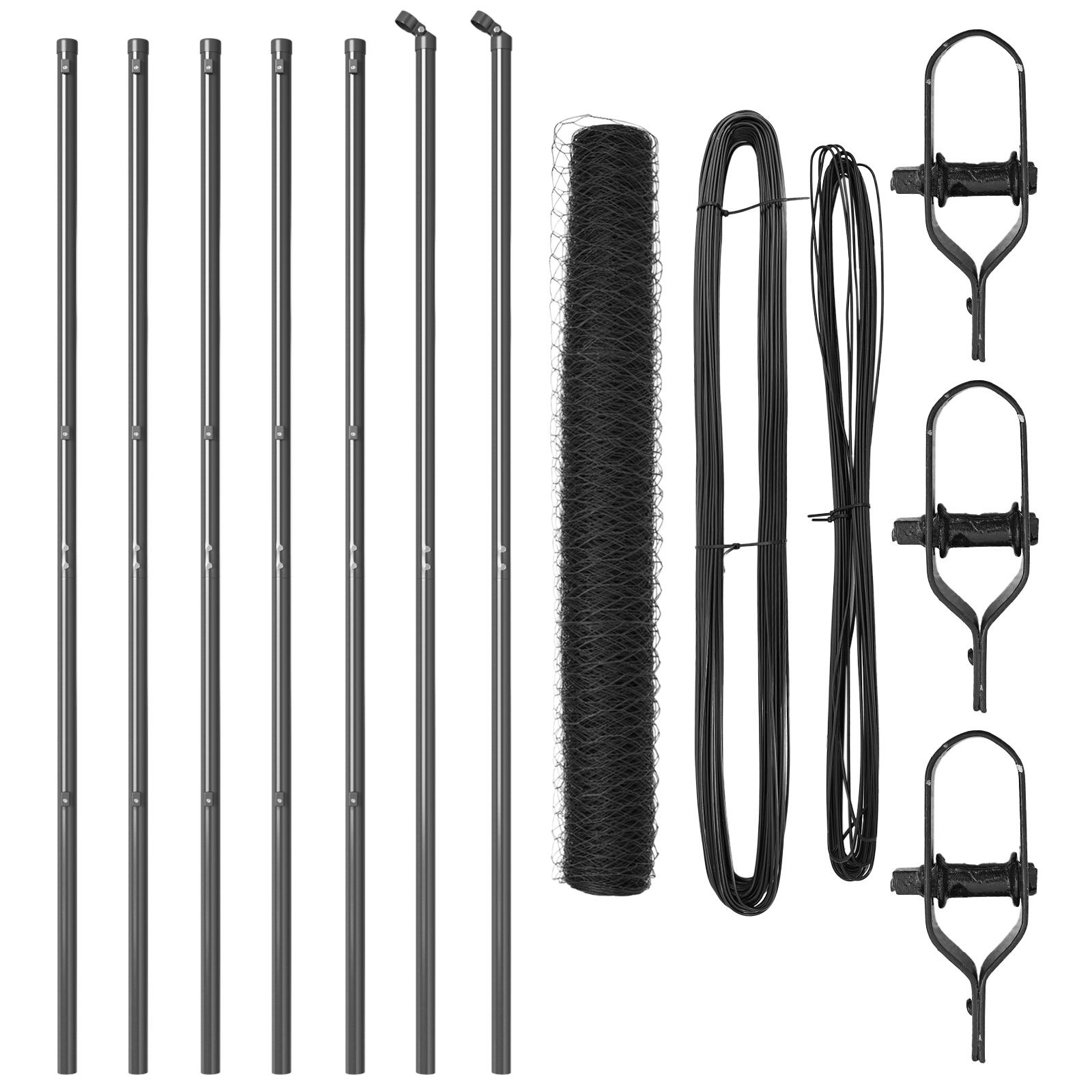 Fencing Hexagonal  Gri 1.2x10 m Oțel, Stâlpi Fencing  7 pcs Gri Ø32 mm 170 cm Oțel Galvanizat GartenMobel Dekor