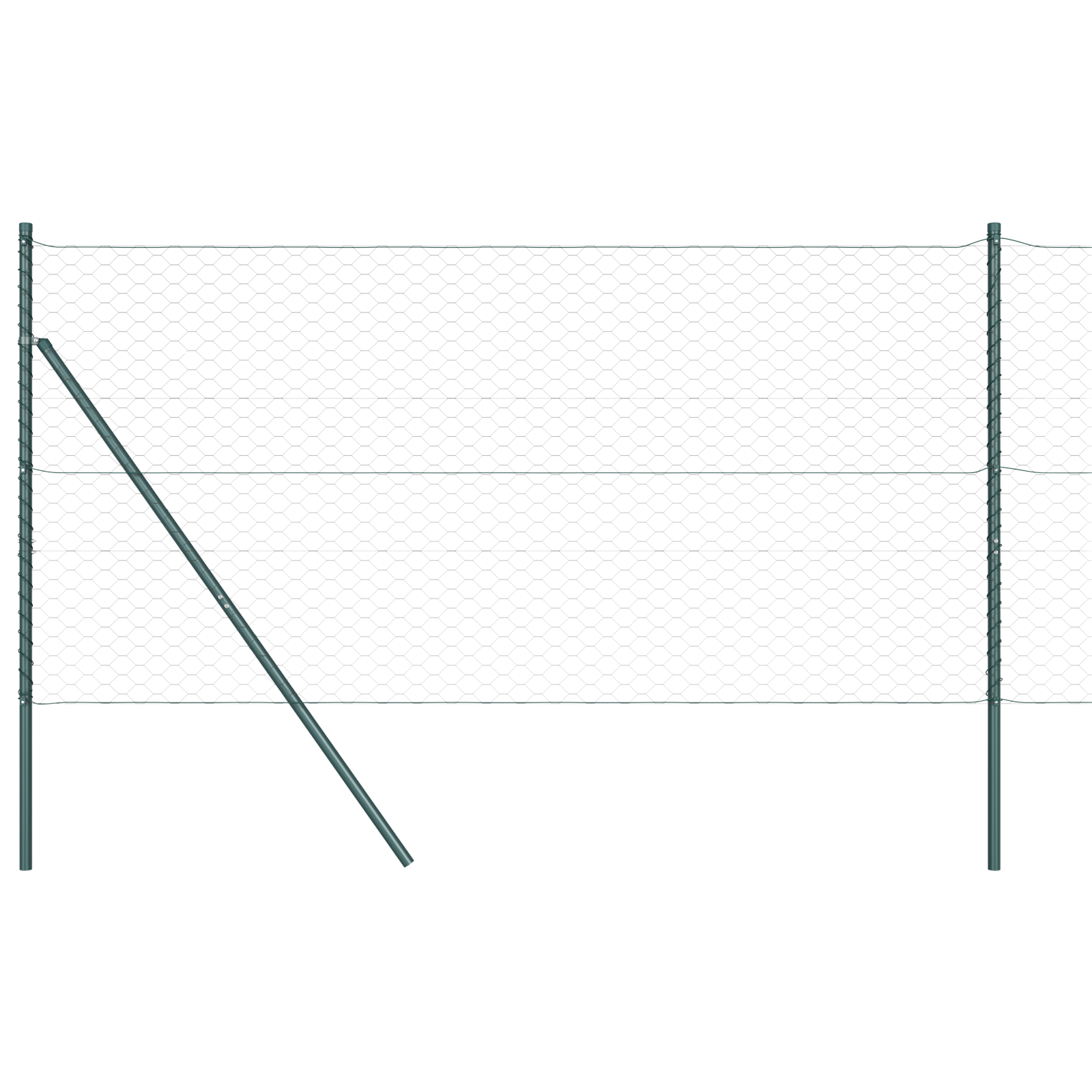 Gard Hexagon Gri 1.4x100 m Oțel, Stâlpi pentru Gard 13 buc Verde Ø32 mm 190 cm Oțel Galvanizat GartenMobel Dekor