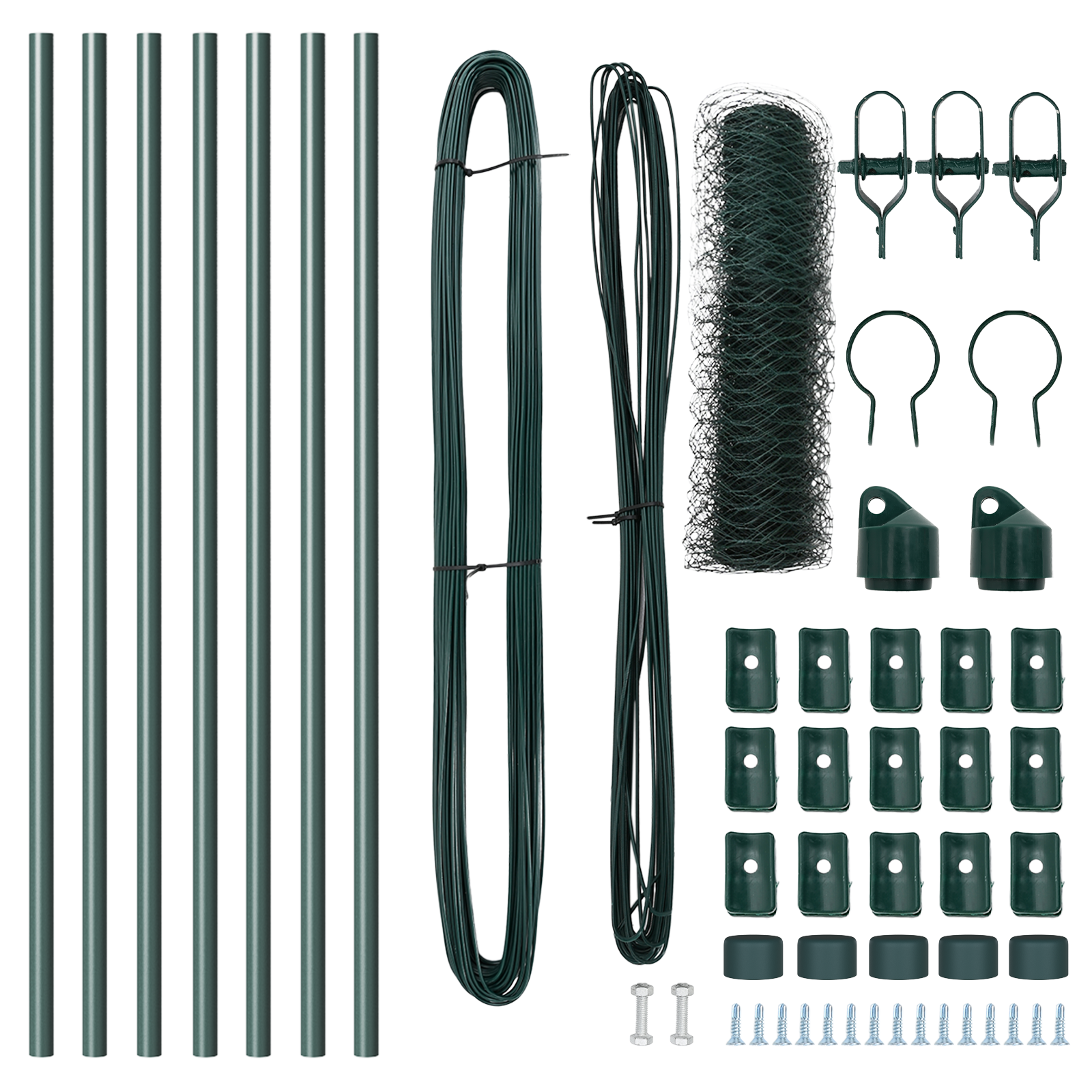 Gard Hexagonal Verde 0.8x10 m Oțel, Stâlpi pentru Gard 7 buc Verde Ø32 mm 120 cm Oțel Zincat GartenMobel Dekor