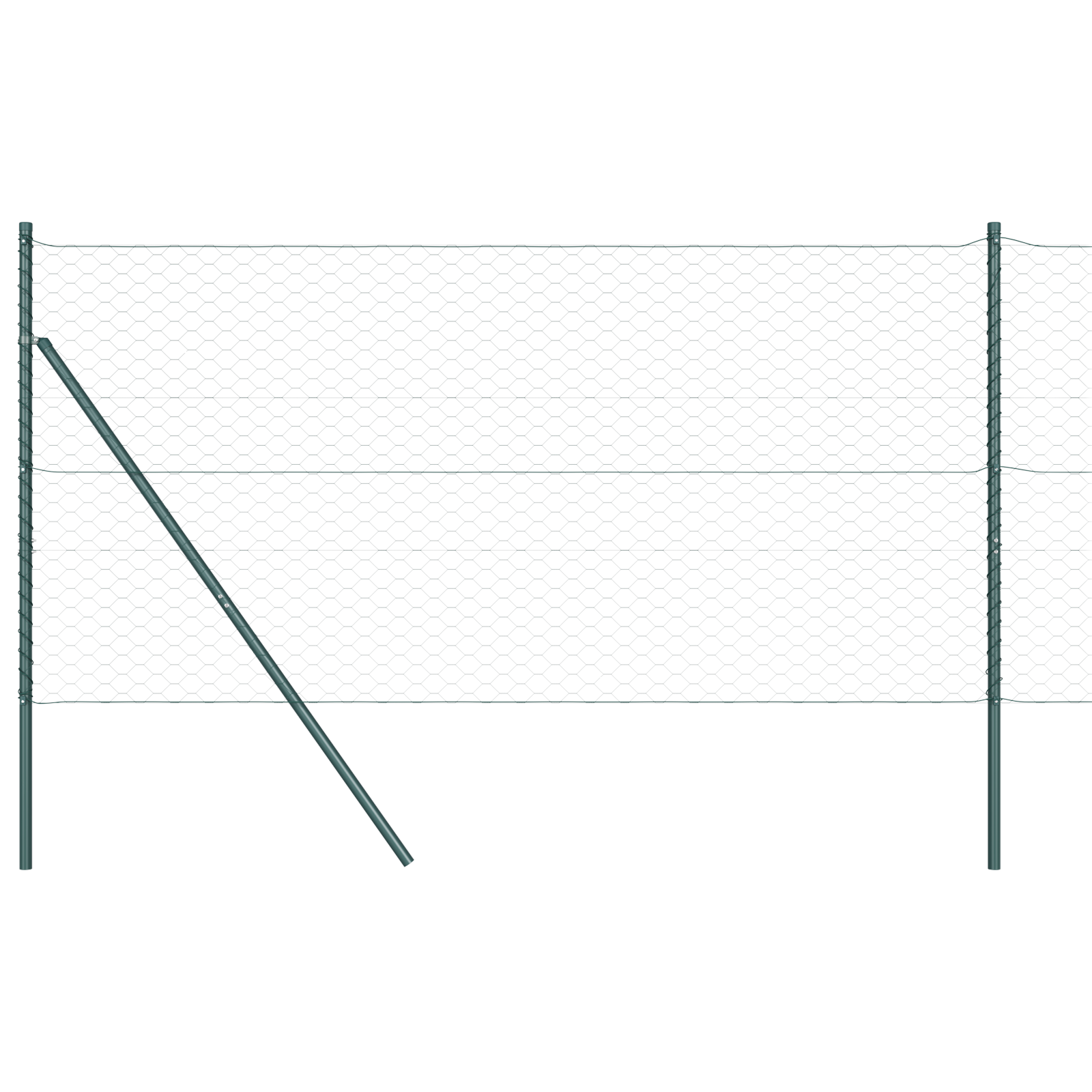 Gard Hexagonal Verde 1.2x10 m Oțel, Stâlpi Gard 7 buc Verde Ø32 mm 170 cm Oțel Galvanizat GartenMobel Dekor