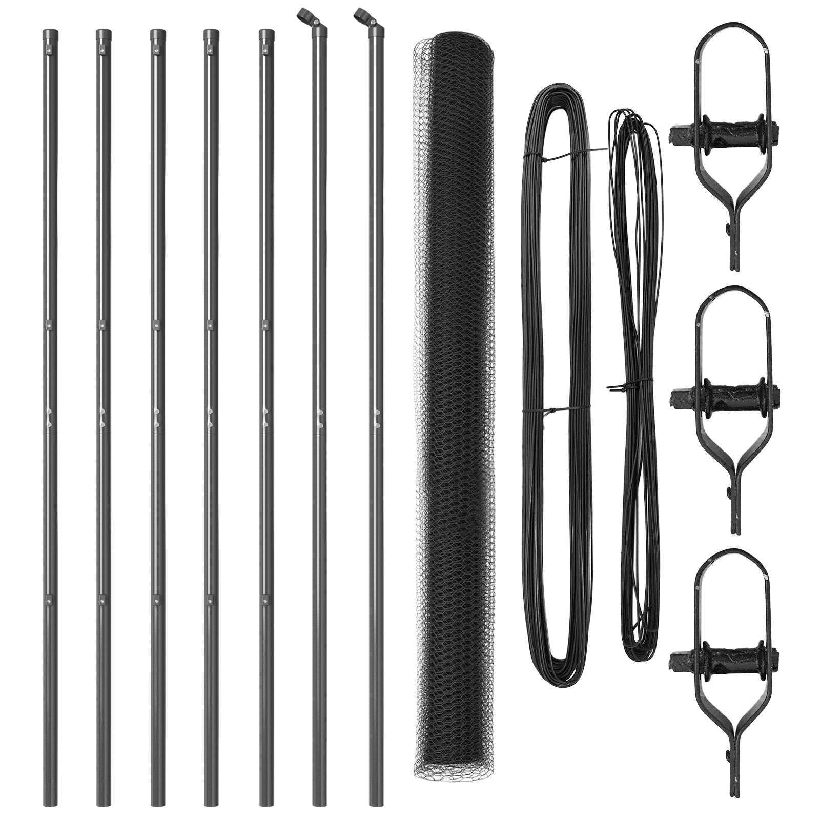 Împrejmuire Hexagonală Gri 1.5x10 m Oțel, Stâlpi de Împrejmuire 7 buc Gri Ø32 mm 200 cm Oțel zincat GartenMobel Dekor