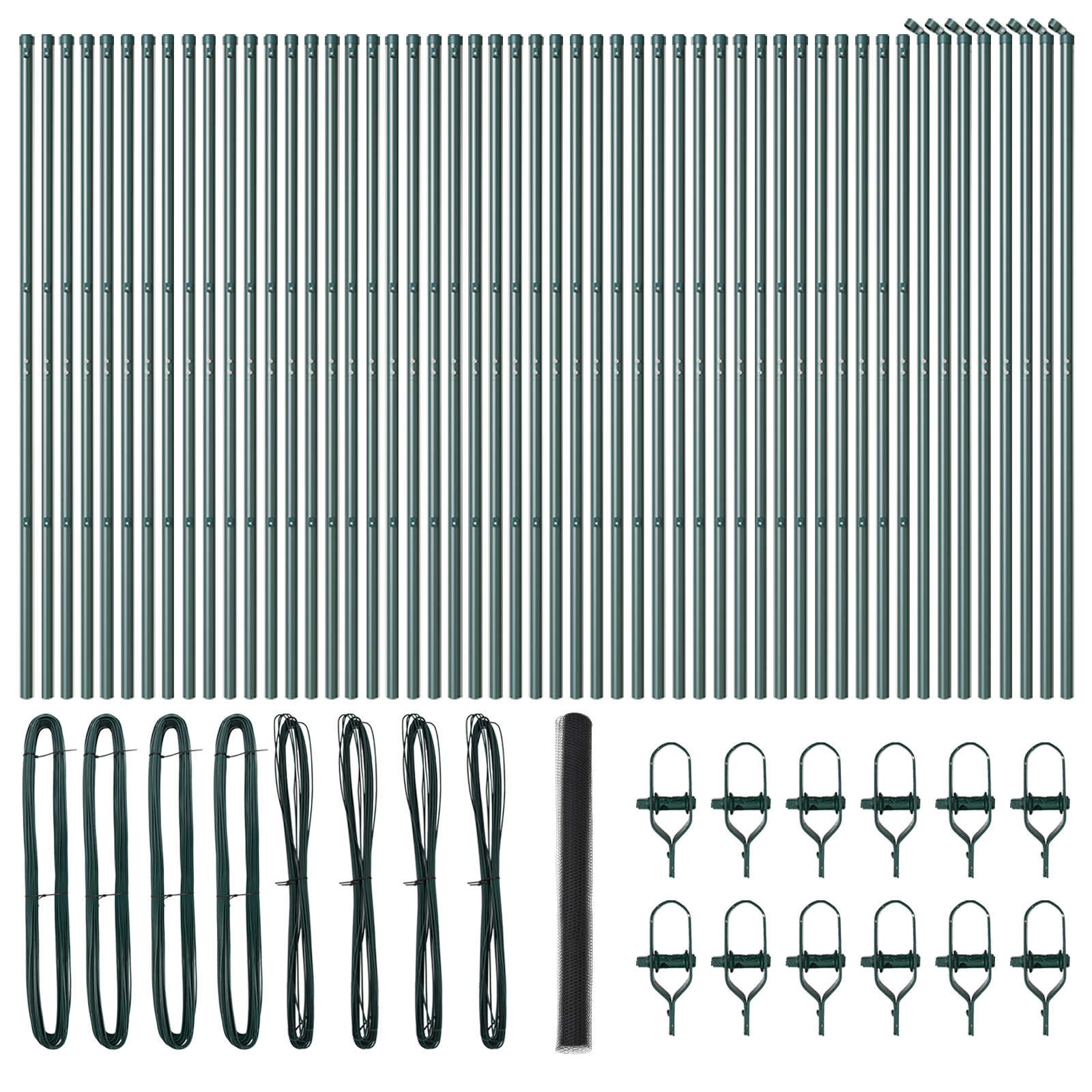 Împrejmuire Hexagonală  Gri 1.6x100 m Oțel, Stâlpi de Împrejmuire  13 buc Verde Ø32 mm 210 cm Oțel Galvanizat GartenMobel Dekor