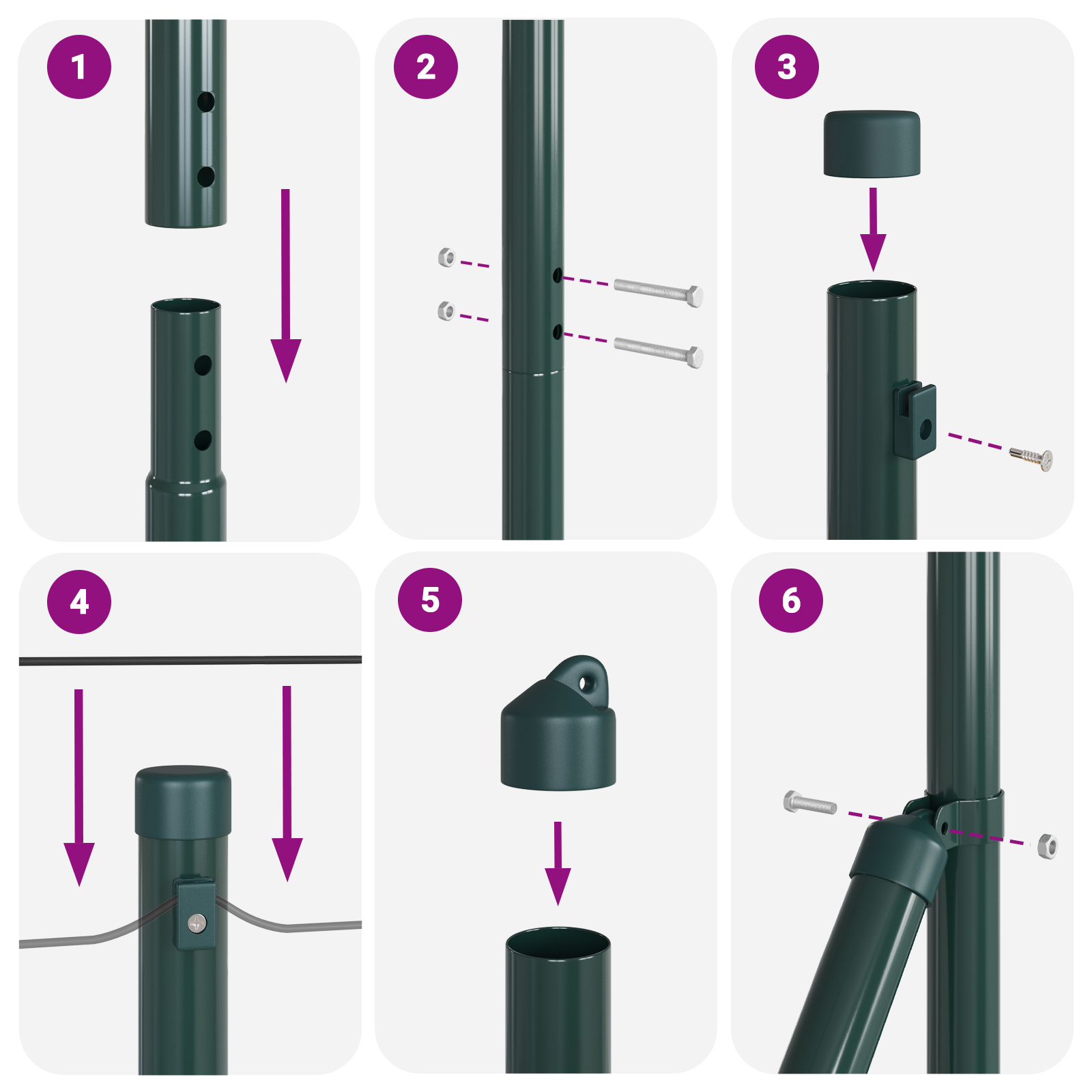 Împrejmuire Hexagonală  Gri 1.6x100 m Oțel, Stâlpi de Împrejmuire  13 buc Verde Ø32 mm 210 cm Oțel Galvanizat GartenMobel Dekor