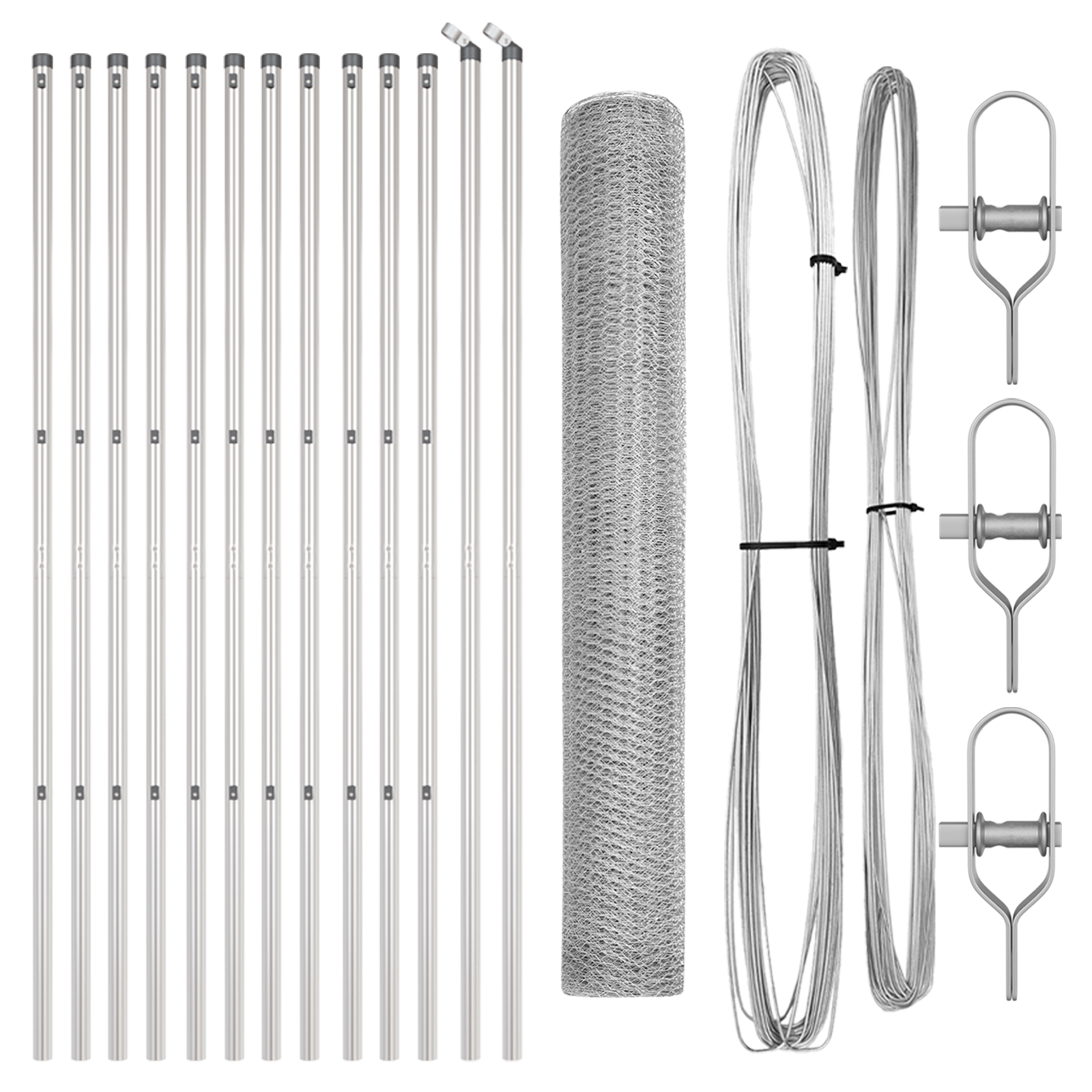 Împrejmuire hexagonală 1,4x25 m din oțel galvanizat, Stâlpi pentru împrejmuire 13 pcs Ø32 mm 190 cm din oțel galvanizat GartenMobel Dekor