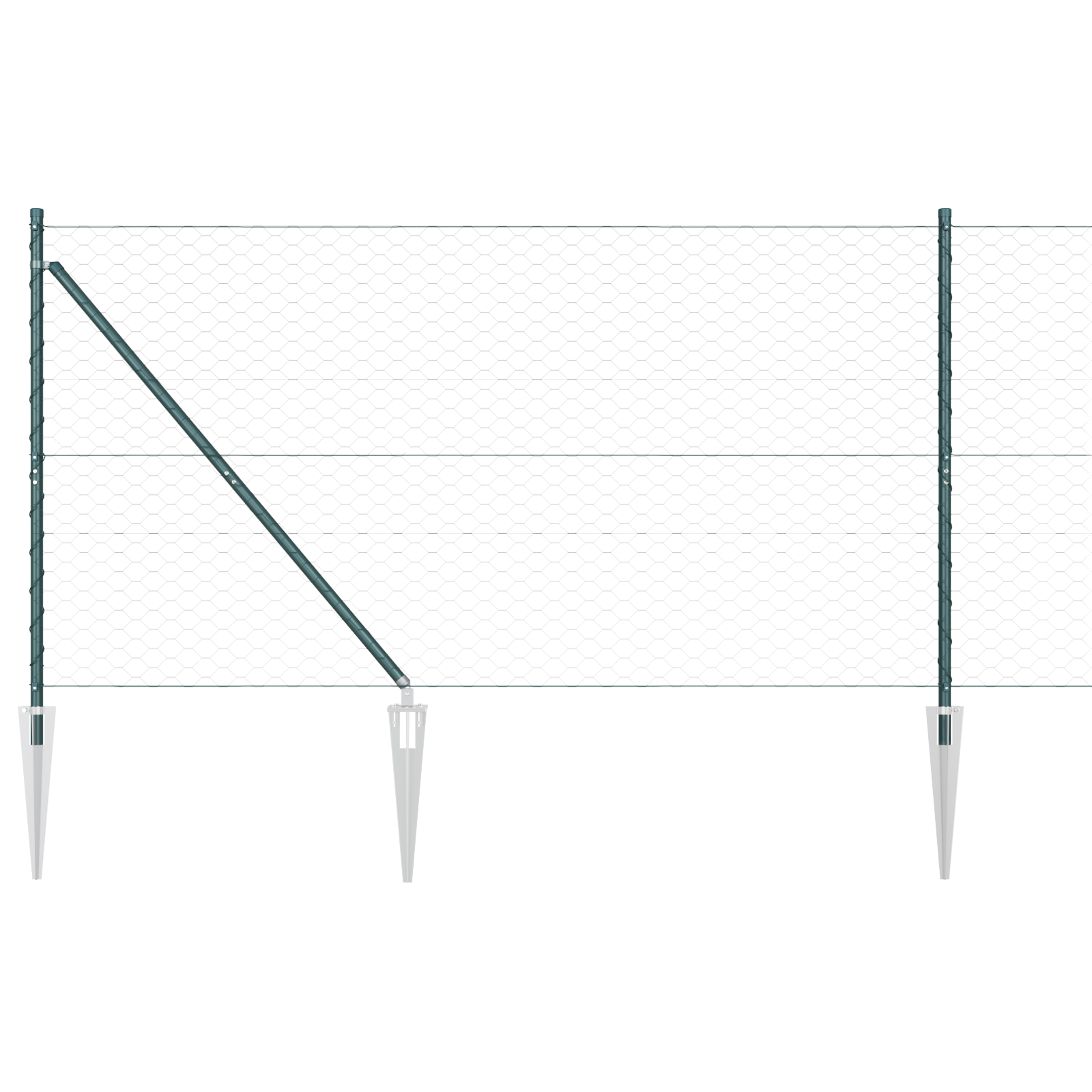 Gard Hexagonal Verde 1,2x10 m Oțel, Stâlpi de Gard  cu Fixare 7 buc Ø32 mm 140 cm Oțel Galvanizat GartenMobel Dekor