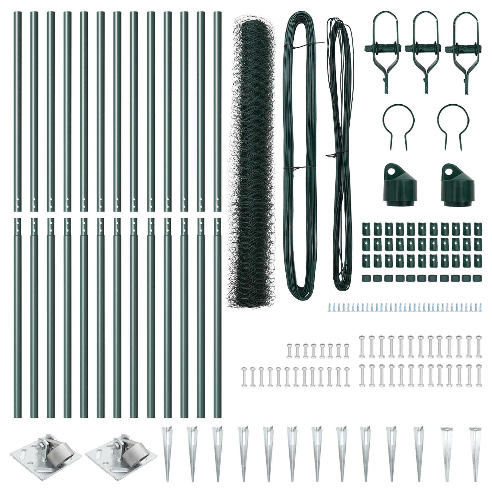 Set Fencing Set de 2 Verde forestier Oțel Acoperit cu Pulbere GartenMobel Dekor
