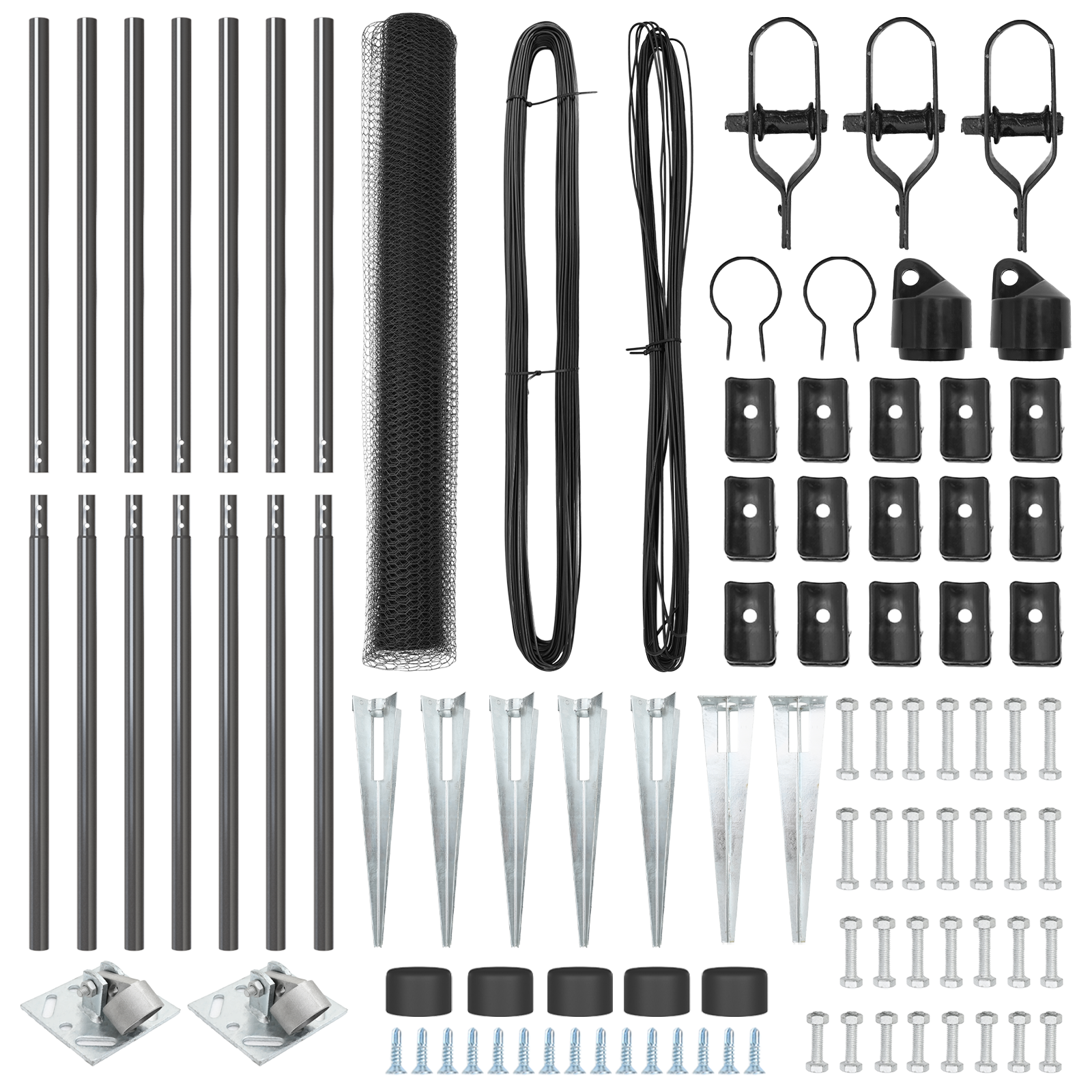 Gard Hexagonal Gri 1.4x10 m Oțel, Stâlpi de Gard cu Vârf 7 pcs Ø32 mm 160 cm Oțel Galvanizat GartenMobel Dekor