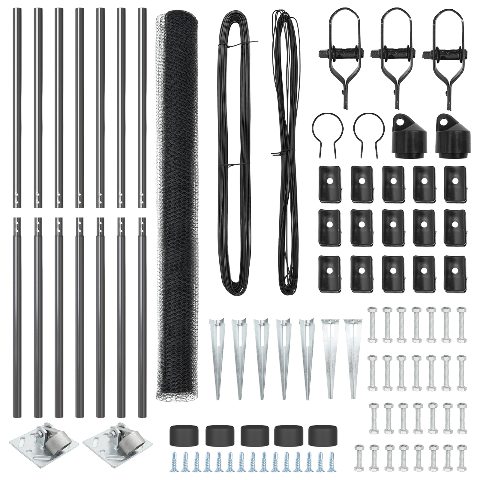 Gard Hexagonal Gri 1.5x10 m Oțel, Stâlpi de Gard cu Spike 7 pcs Ø32 mm 170 cm Oțel Zincat GartenMobel Dekor