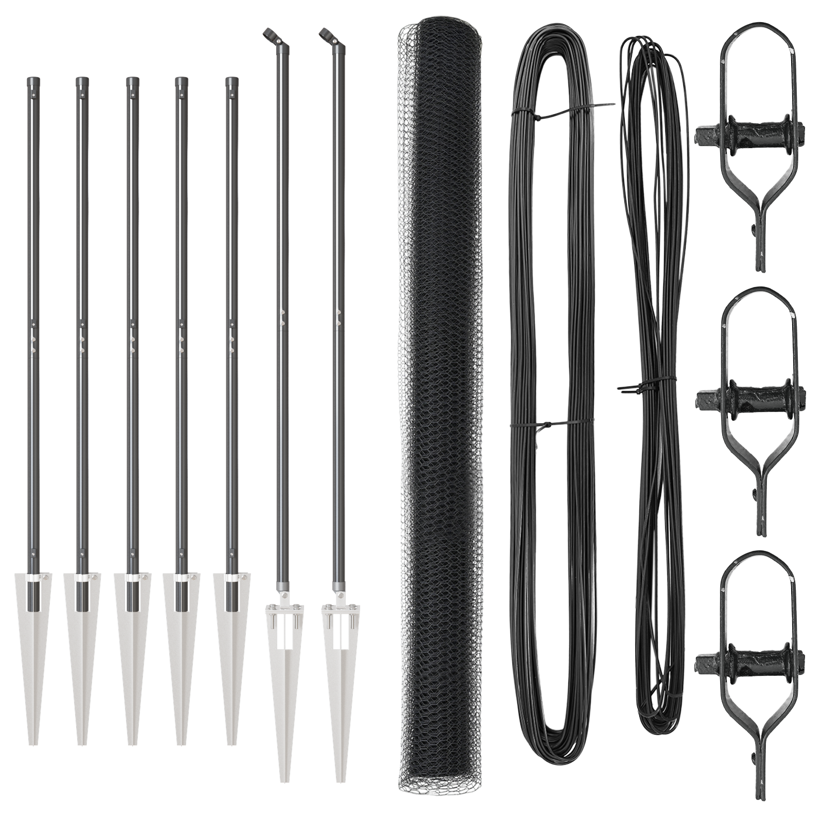 Gard Hexagonal Gri 1.5x10 m Oțel, Stâlpi de Gard cu Spike 7 pcs Ø32 mm 170 cm Oțel Zincat GartenMobel Dekor