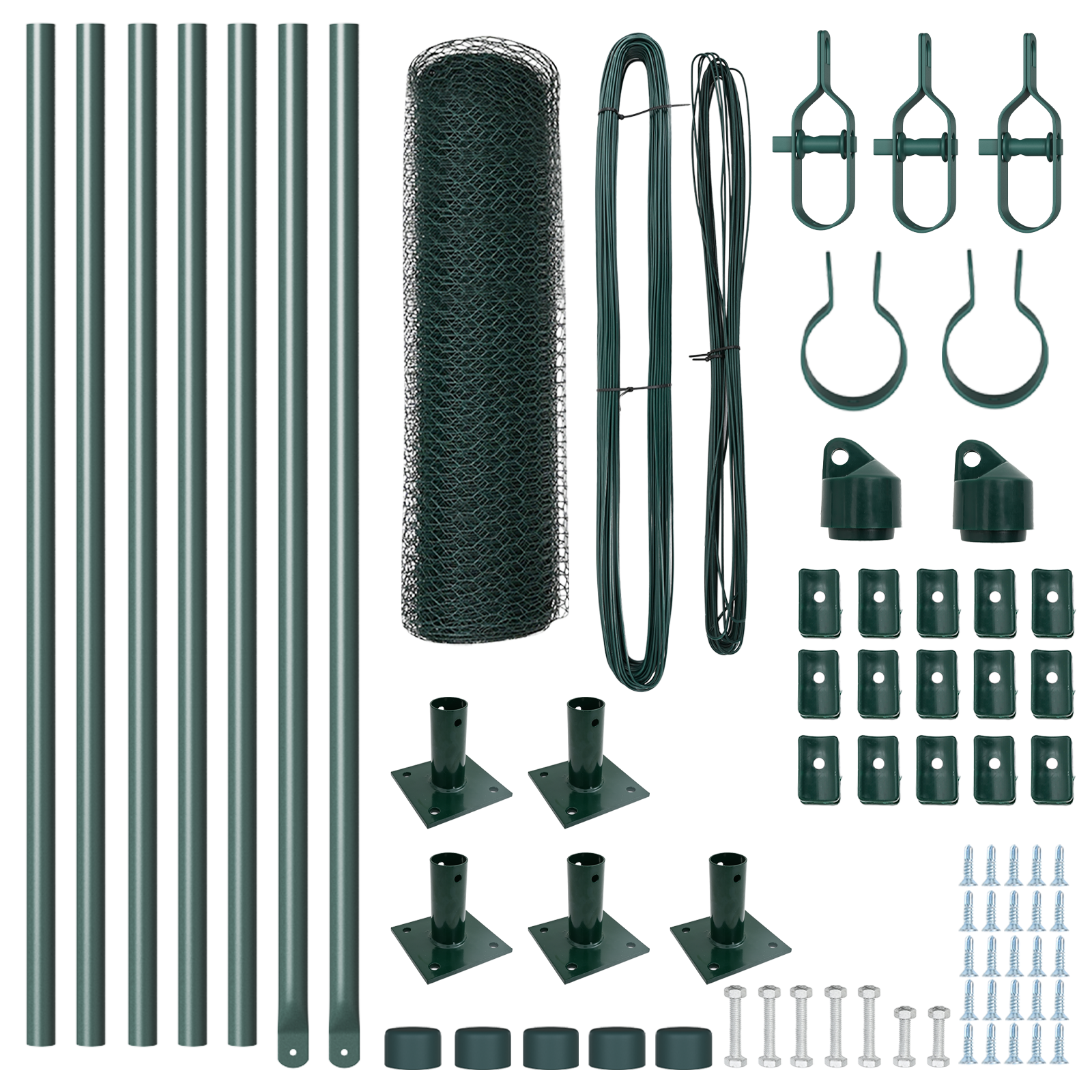 Gard Hexagonal Verde 0.4x10 m Oțel, Stâlpi de Gard cu Plăci de Bază 7 buc Ø32mm 50cm Oțel Galvanizat GartenMobel Dekor