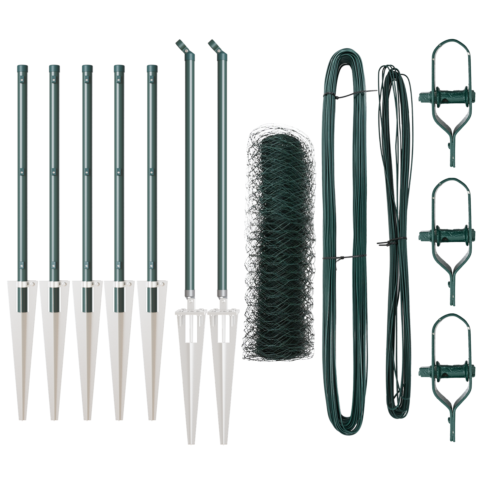 Gard Hexagonal Verde 0.6x10 m Oțel, Stâlpi de Gard cu Spike 7 pcs Ø32 mm 80 cm Oțel Zincat GartenMobel Dekor