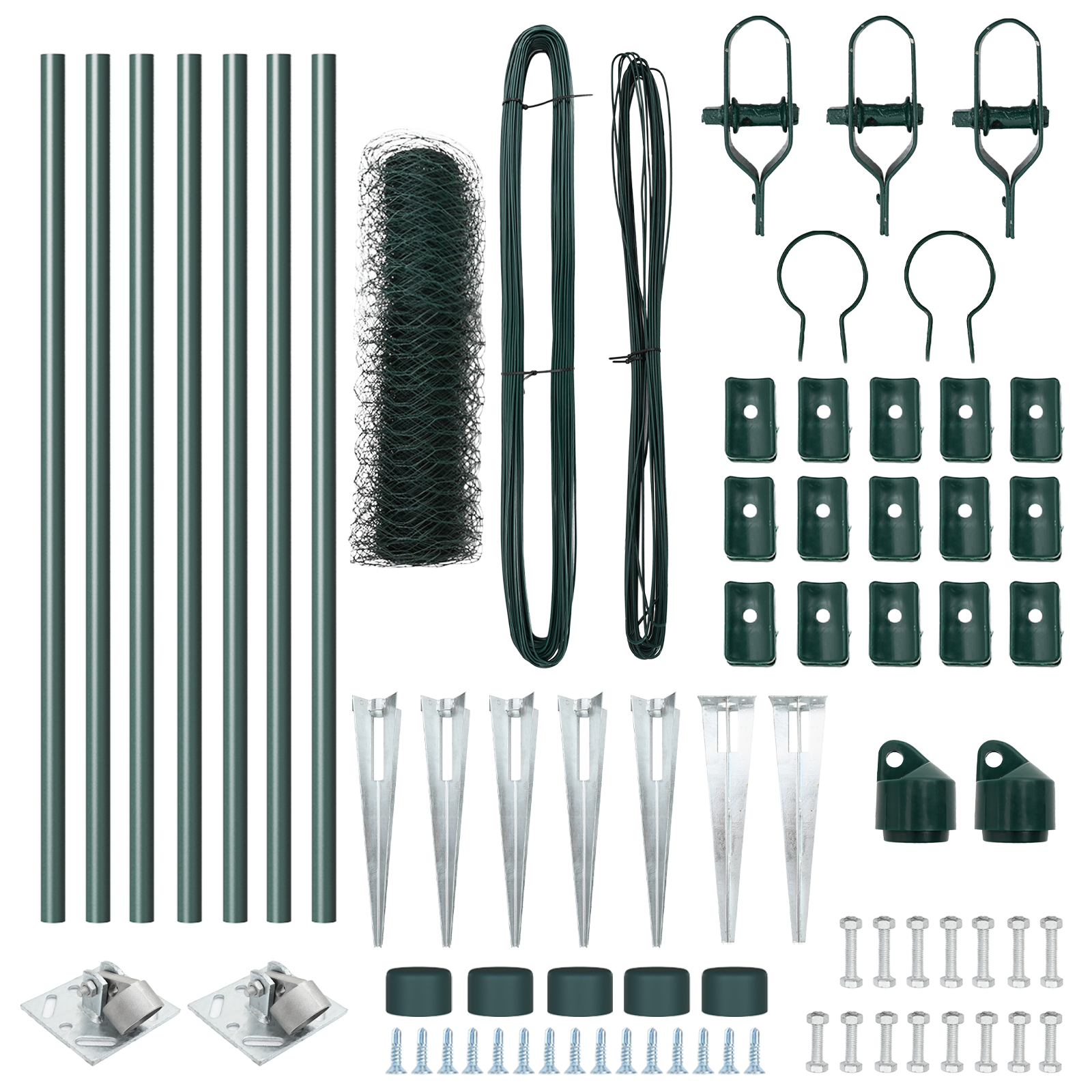 Gard Hexagonal Verde 0.6x10 m Oțel, Stâlpi de Gard cu Spike 7 pcs Ø32 mm 80 cm Oțel Zincat GartenMobel Dekor