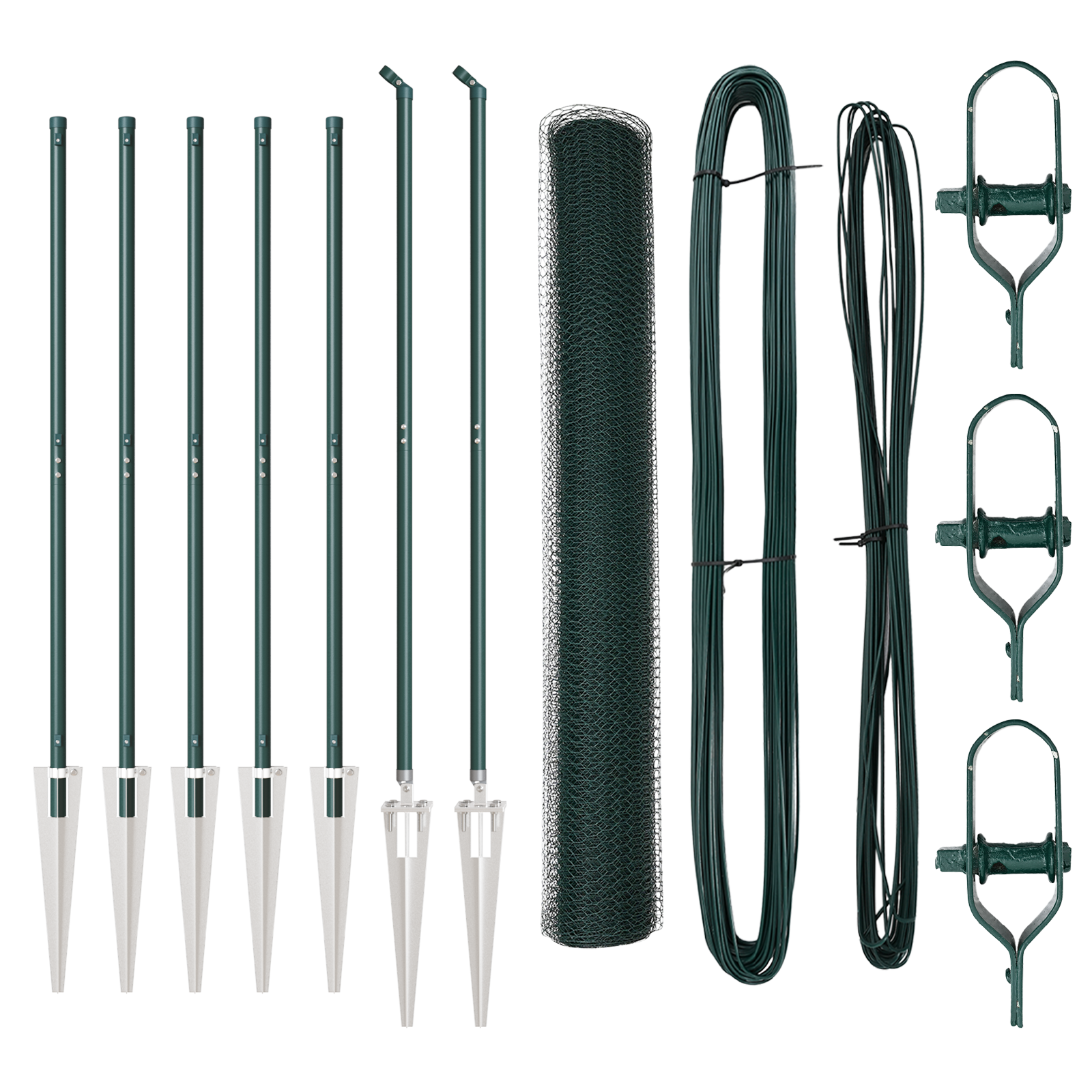 Gard Hexagonal Verde 1x10 m Oțel, Stâlpi de Gard cu Spike 7 buc Ø32 mm 120 cm Oțel Galvanizat GartenMobel Dekor