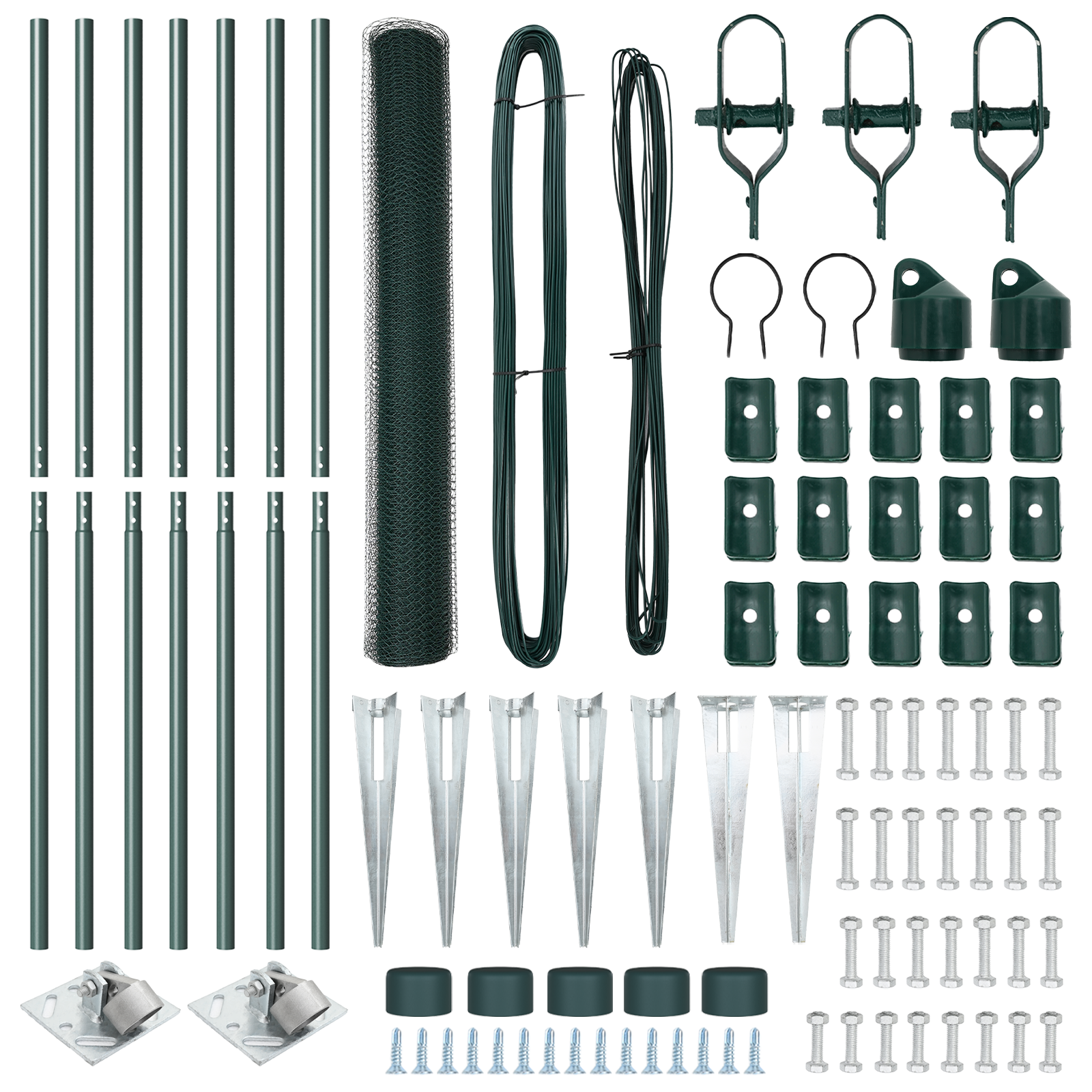 Gard Hexagonal Verde 1x10 m Oțel, Stâlpi de Gard cu Spike 7 buc Ø32 mm 120 cm Oțel Galvanizat GartenMobel Dekor