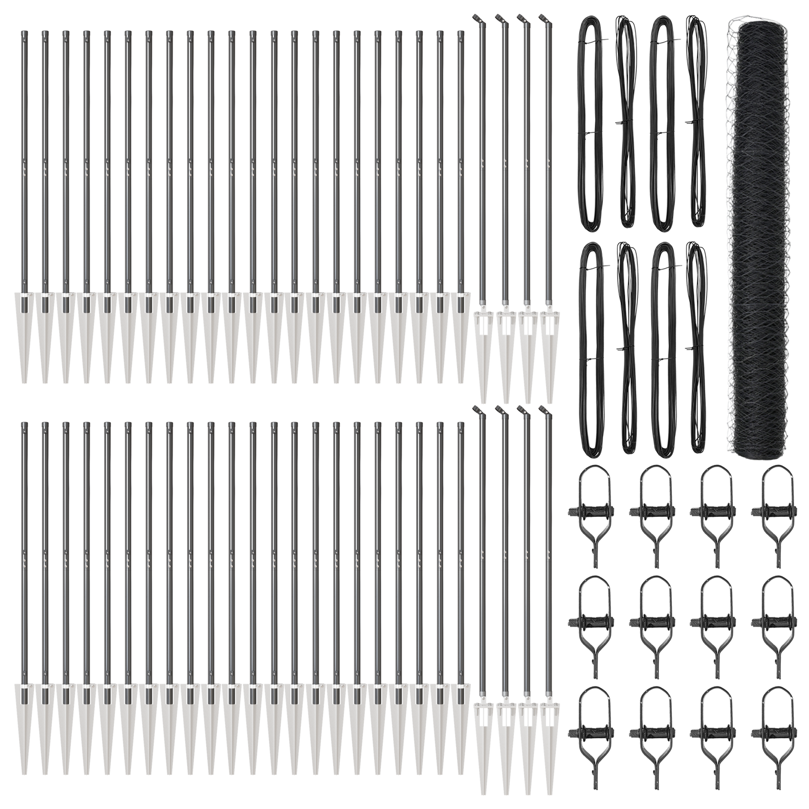 Gard Hexagonal Gri  1.4x100 m Oțel, Stâlpi pentru Gard  cu Spike 13 pcs Ø32 mm 160 cm Oțel Galvanizat GartenMobel Dekor