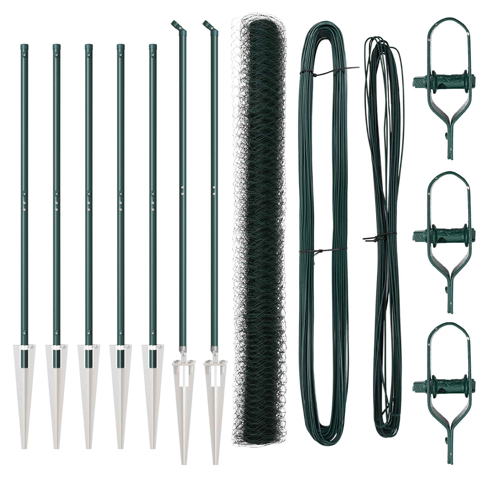 Gard hexagonal Verde 1.6x10 m Oțel, Stâlpi de gard cu țeavă 7 buc Ø32 mm 180 cm Oțel galvanizat GartenMobel Dekor