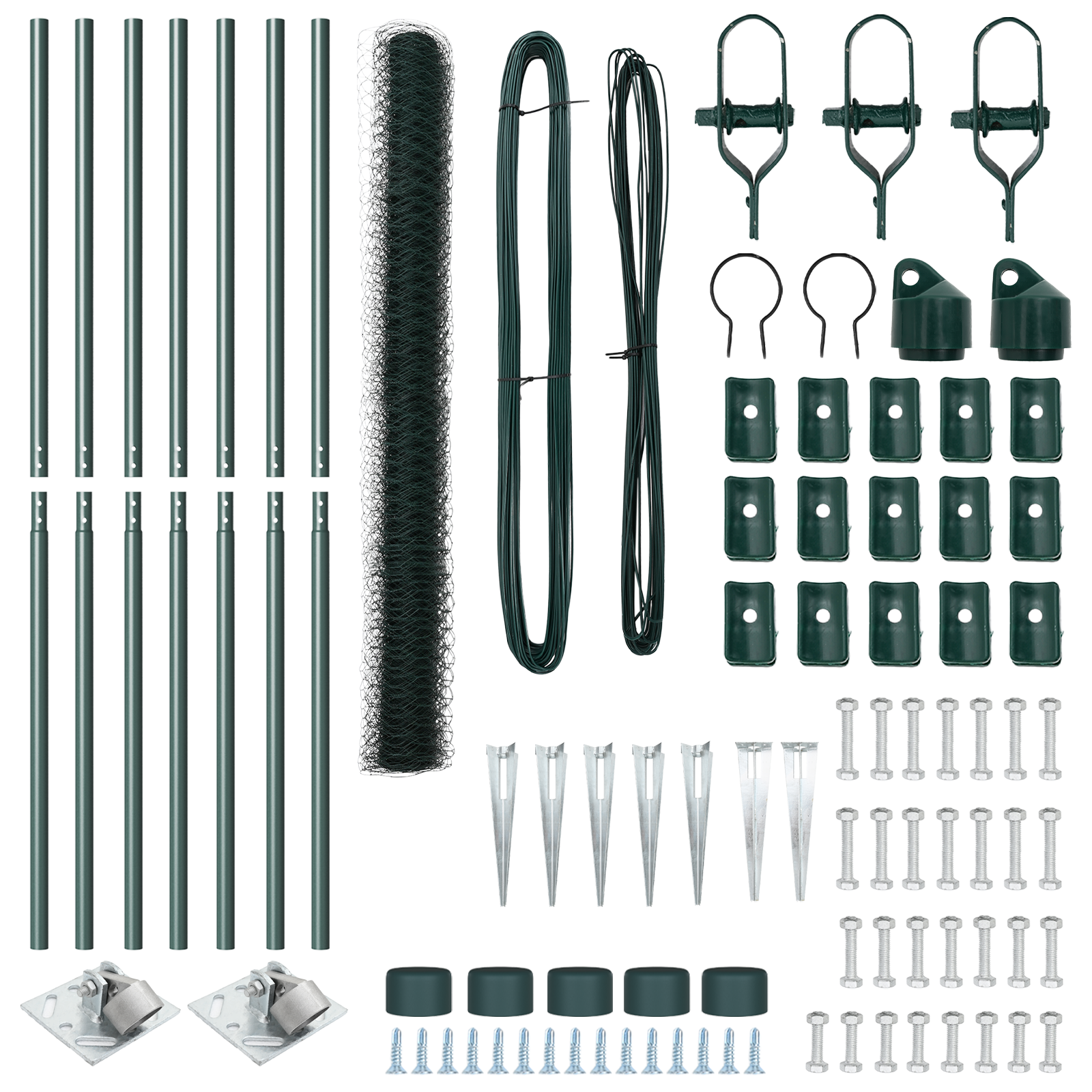 Gard hexagonal Verde 1.6x10 m Oțel, Stâlpi de gard cu țeavă 7 buc Ø32 mm 180 cm Oțel galvanizat GartenMobel Dekor