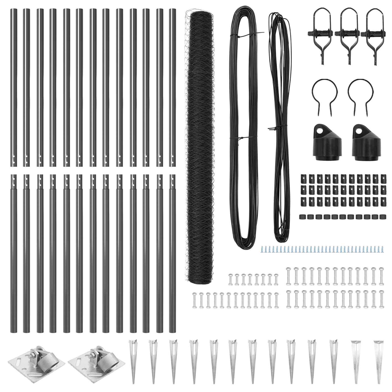 Împrejmuire Hexagonală Gri 1.6x25 m Oțel, Stâlpi pentru Împrejmuire cu Cârlig 13 buc Ø32 mm 180 cm Oțel Galvanizat GartenMobel Dekor